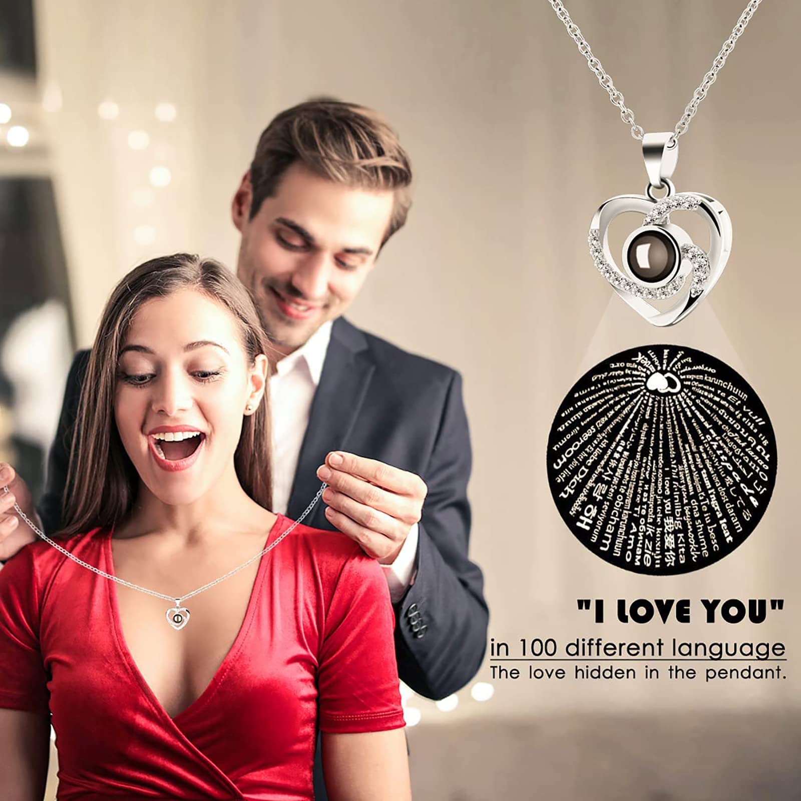 EGEKTBH Preserved Eternal Rose Gift Box with 'Love You' Necklace - Perfect Mother's Day, Birthday, Anniversary & Valentine's Day Gift for Her | Elegant Home Decor & Romantic Keepsake