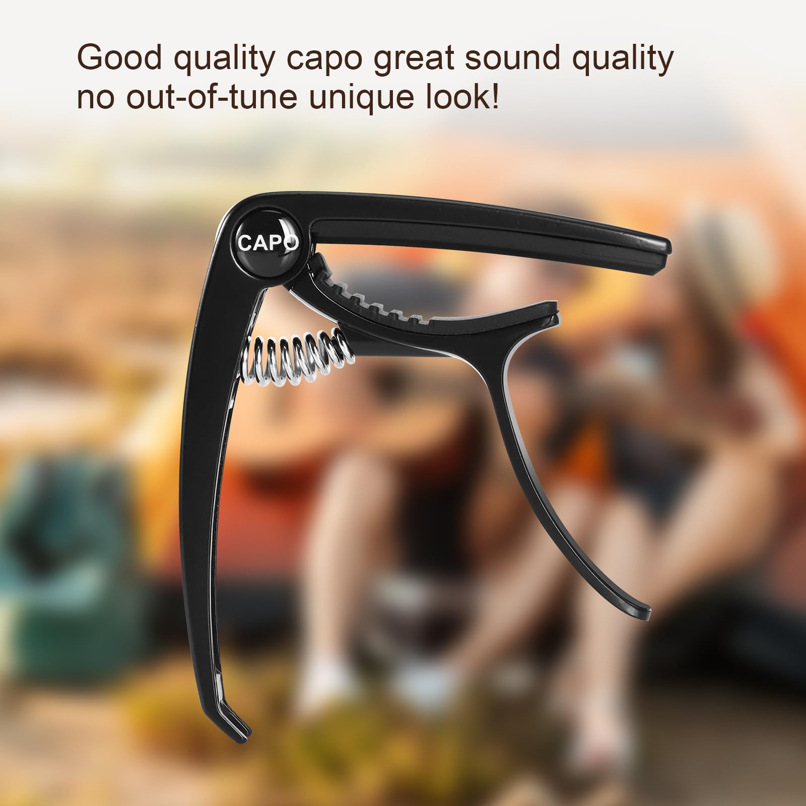 Premium Guitar Capo for Acoustic & Electric Guitars - 6 String Adjustable Clamp for Classical & Steel Strings - Black - Perfect for Live Performances, Studio Recording & Practice Sessions