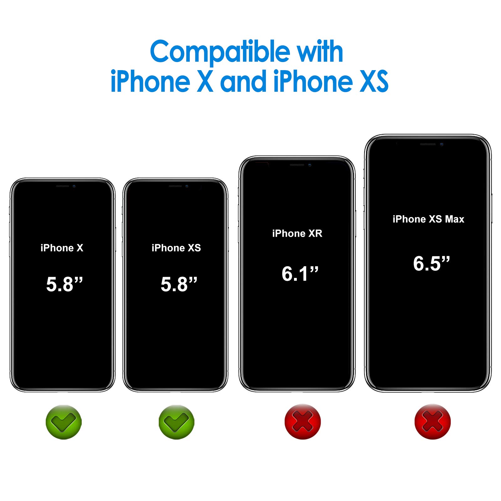 JETech iPhone X/Xs Bumper Cover & Privacy Screen Protector for Secure Browsing