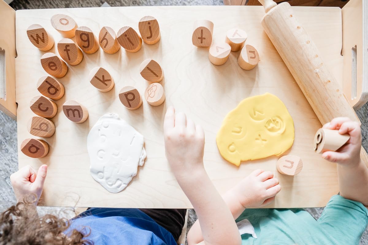 Alphabet Playdough Stamps for Kids - Lowercase Letter Stamp Set - ABC Learning Toys for Toddlers - Clay Dough Stampers for Early Childhood Education & Sensory Play