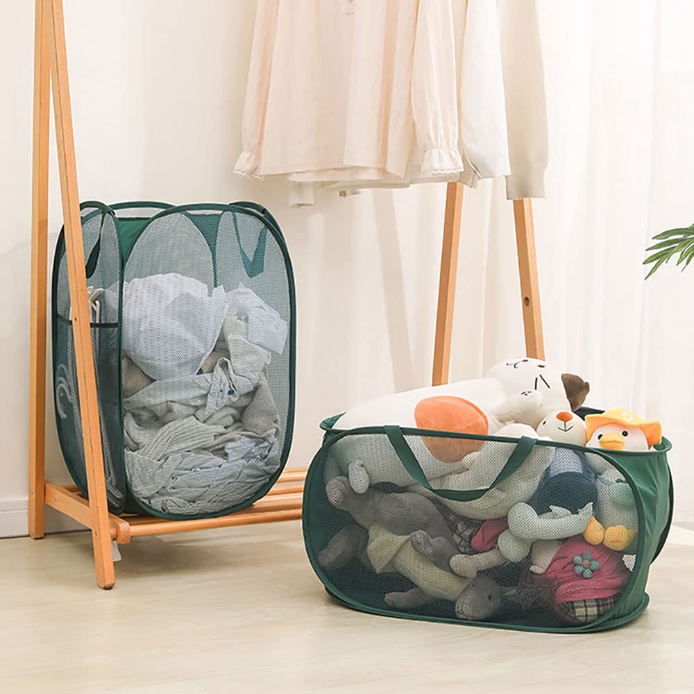 4-Pack Foldable Mesh Pop-Up Laundry Hamper with Durable Handles - Collapsible Clothes Basket for Home, Dorm & Travel - Perfect for Laundry Organization & Storage