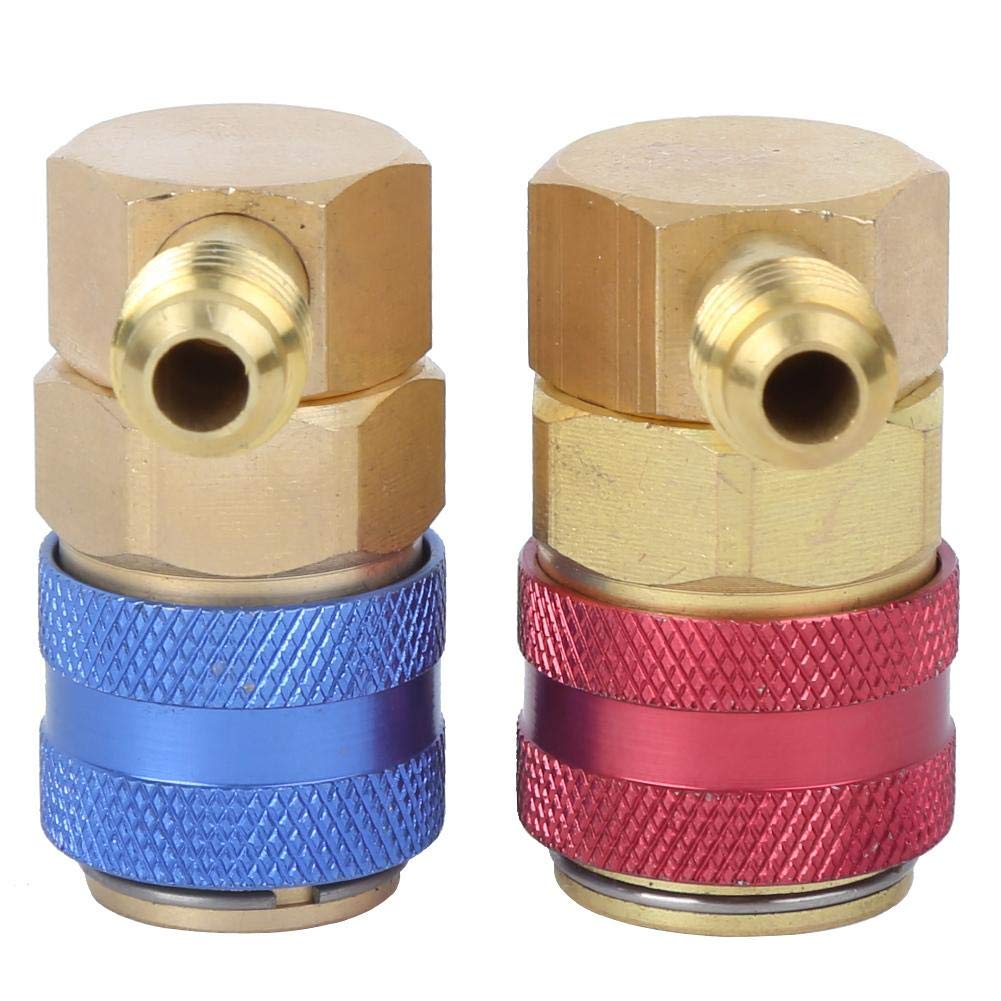 R134A Air Conditioning Quick Connector Coupler - 90 Degree AC Adapter for Automotive HVAC Systems - Non-Adjustable Refrigerant Fitting for R134A AC Recharge & Repair
