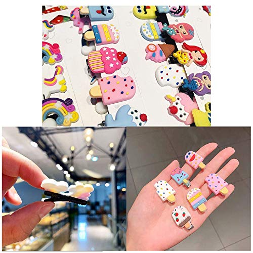 Shidara Rainbow Unicorn Ice Cream Hair Clips Set - 6PCS Cute Baby Hairpins for Girls & Toddlers - Barrettes Hair Accessories for Kids Birthday Party, School, Photo Shoot & Daily Wear