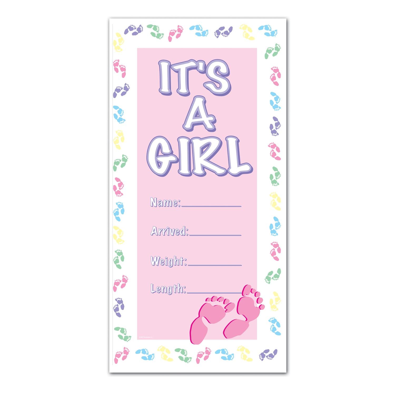 Beistle It's A Girl Door Cover - 12 Pack Baby Shower Decorations for Gender Reveal Party, Nursery Room & Birthday Celebration