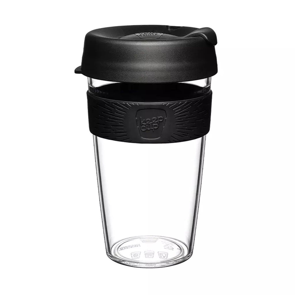 KeepCup Original Clear Large 16oz Reusable Coffee Cup - Black | Perfect for Home, Office & Travel | Eco-Friendly & Dishwasher Safe
