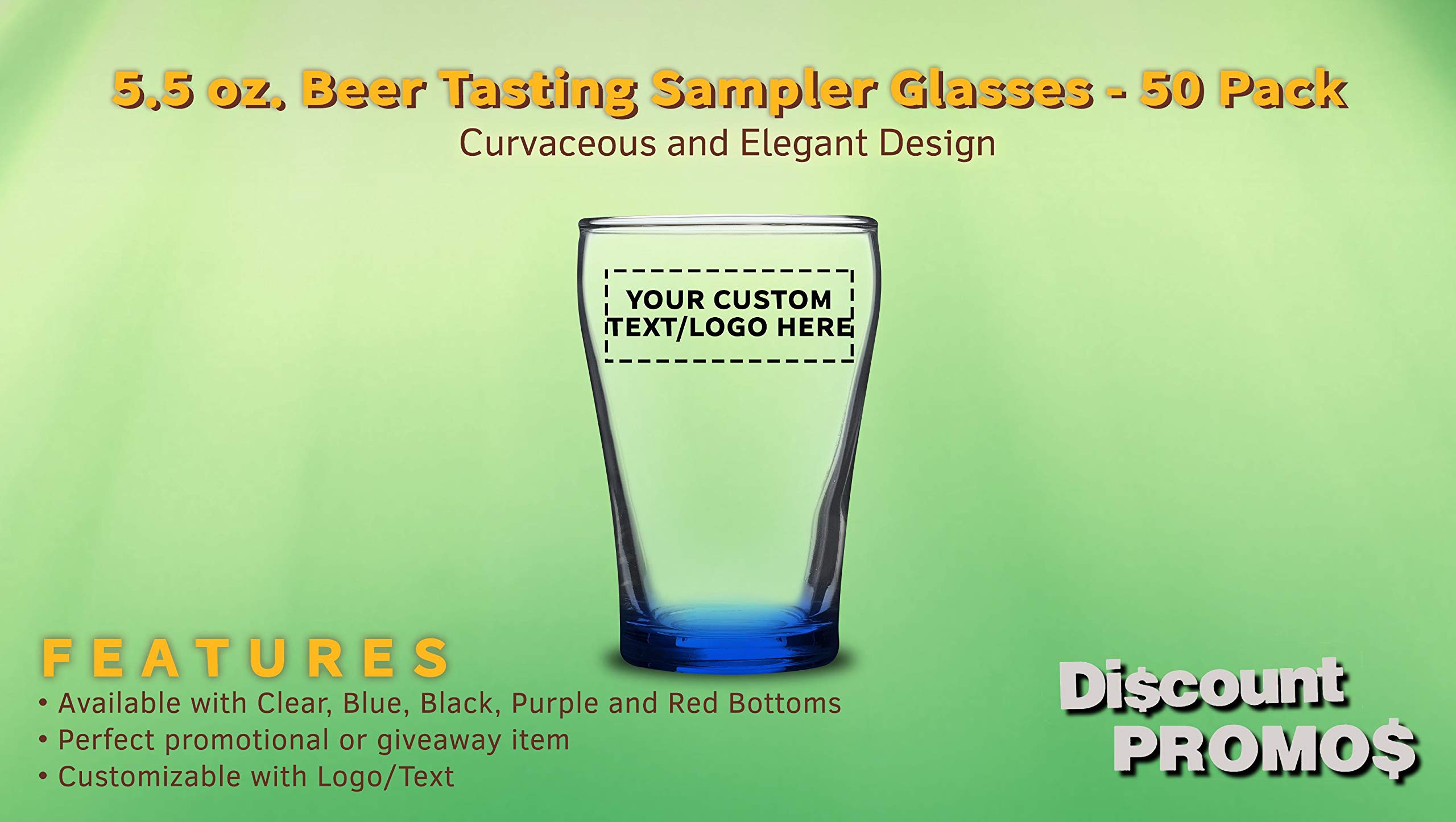 Personalized Custom Shot Glasses 5.5 oz (50-Piece Bulk Pack) - Engraved Party Cups for Weddings, Birthdays & Events - Blue Glassware - Perfect for Bar, Home Entertaining & Gifts