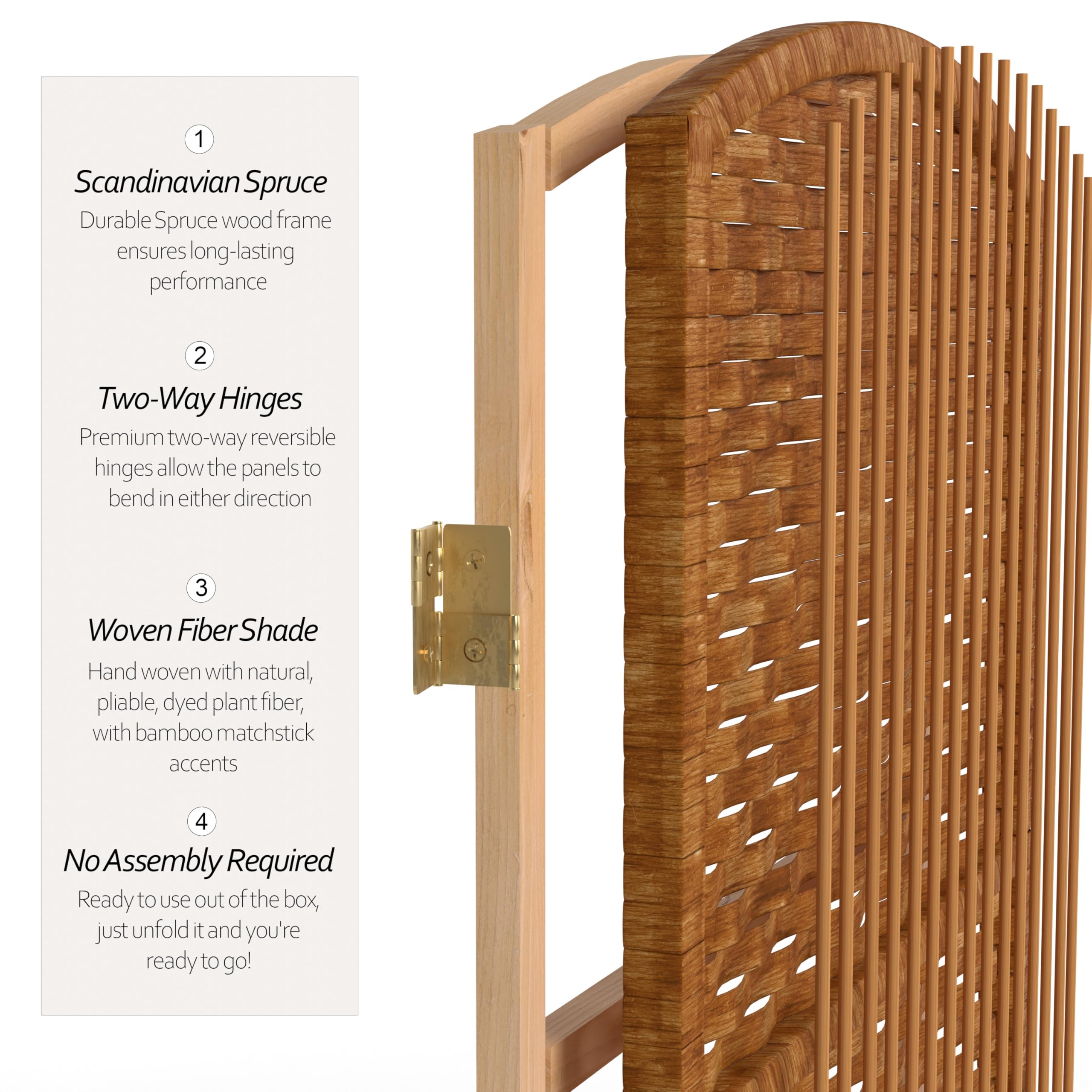 7 ft Tall Red Lantern Diamond Weave Dark Beige 6-Panel Room Divider - Freestanding Privacy Screen for Home, Office, or Outdoor Use