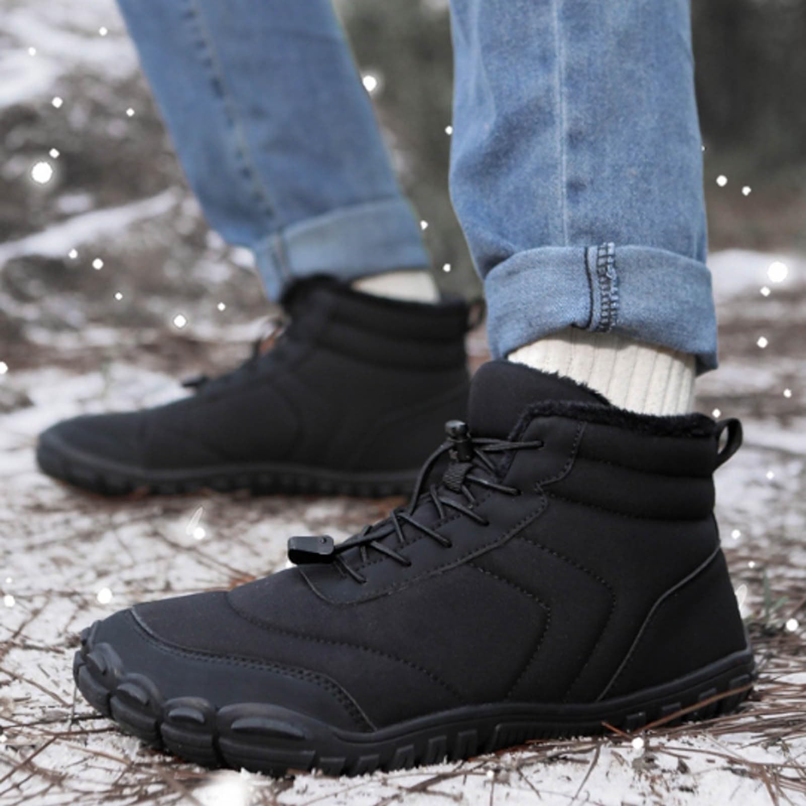 AMDBEL SWinter Barefoot Shoes for Women & Men - Waterproof Hiking Footwear, Warm Non-Slip Snow Boots | Perfect for Winter Hiking, Outdoor Adventures & Cold Weather Activities