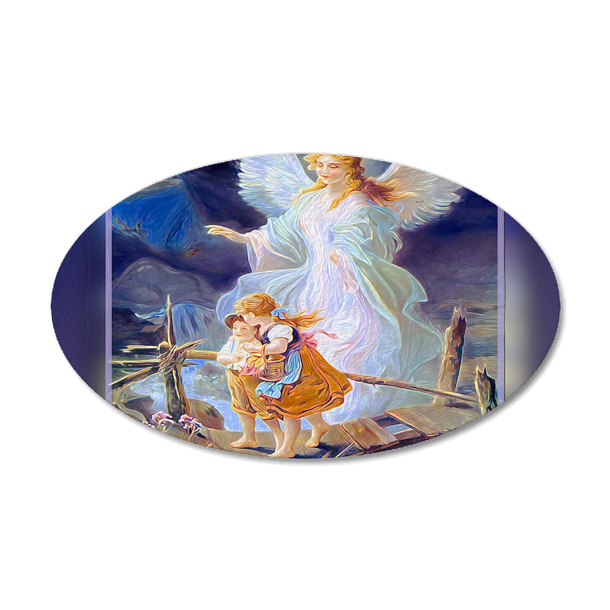 Guardian Angel with Children Crossing Bridge Vinyl Wall Decal - 20