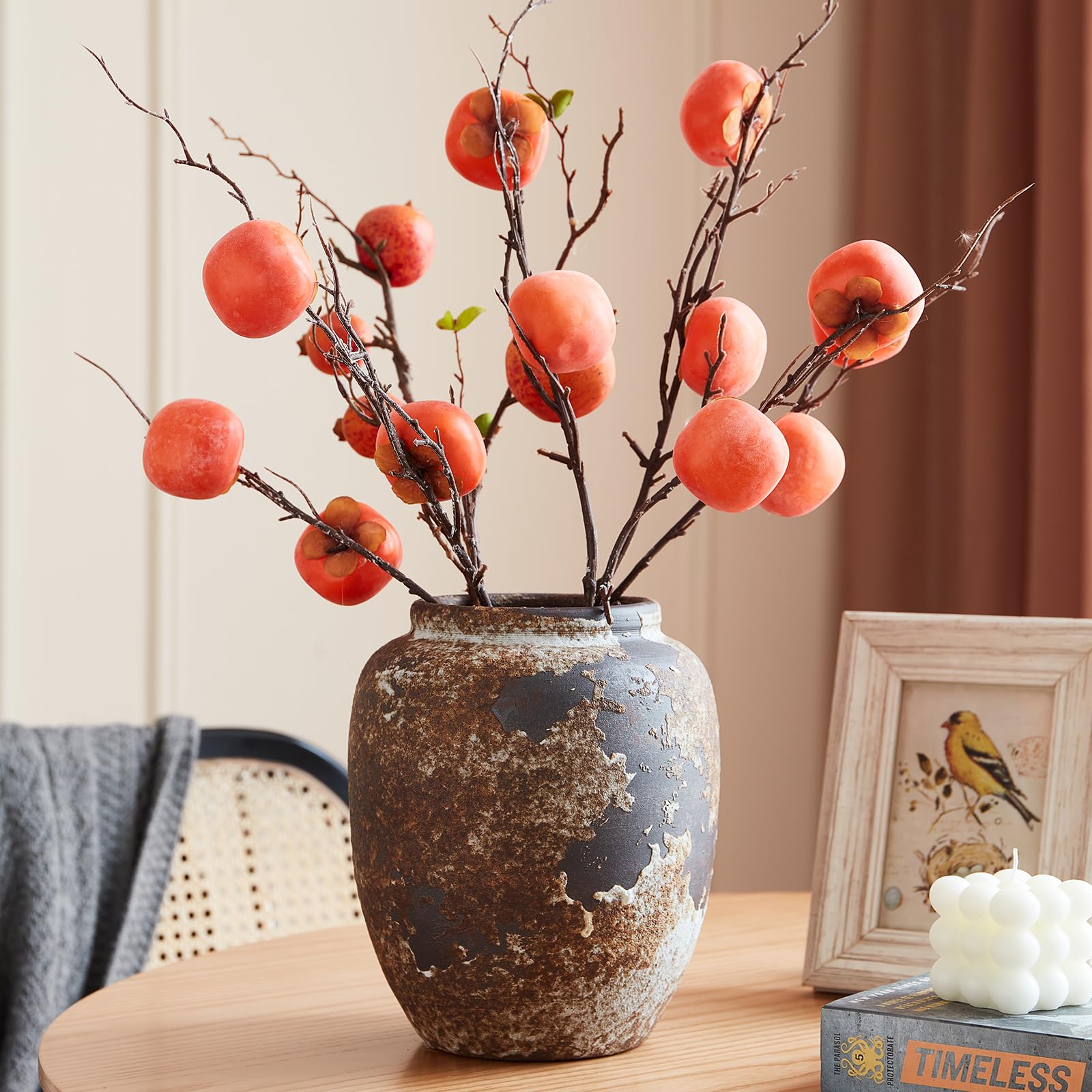 Rustic Terracotta Vase - Large Farmhouse Stone Flower Vase for Living Room Decor, Home Centerpiece, Perfect for Boho Wedding, Farmhouse Style & Modern Interior Design