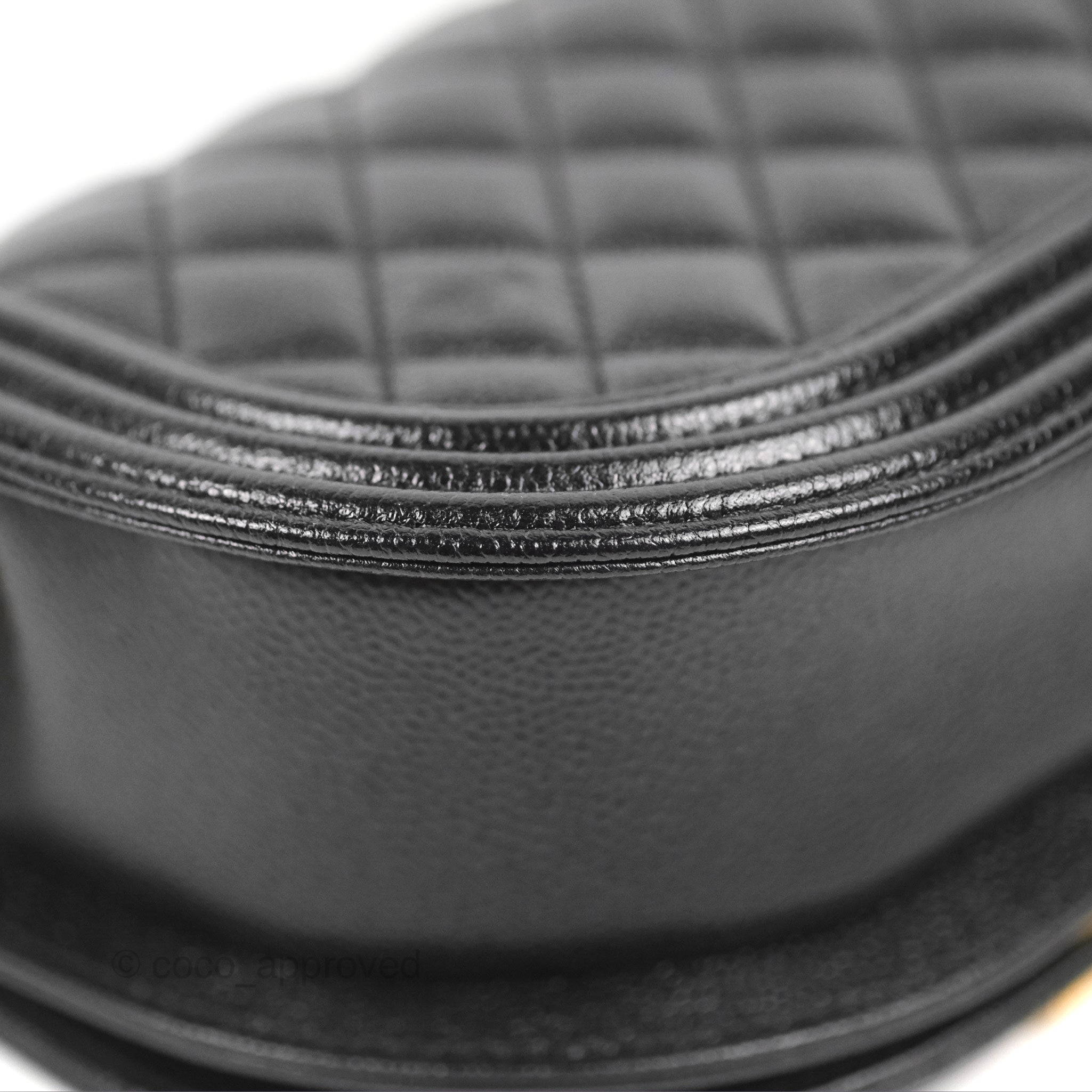Chanel Boy Messenger Bag Black Caviar Leather with Aged Gold Hardware - Luxury Crossbody Bag for Women, Perfect for Work, Travel & Evening Events