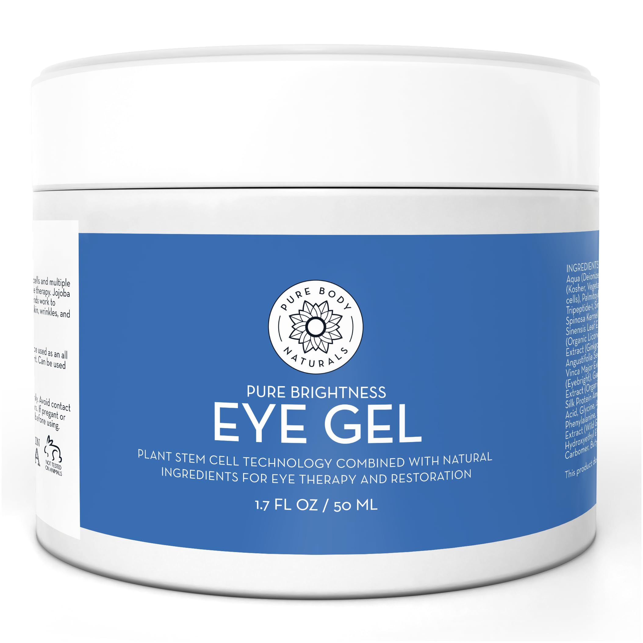 Pure Body Naturals Age Defying Eye Gel - Dark Circle & Puffiness Reducer, Anti-Aging Eye Treatment with Hyaluronic Acid & Peptides | Perfect for Night Routine & Travel Skincare