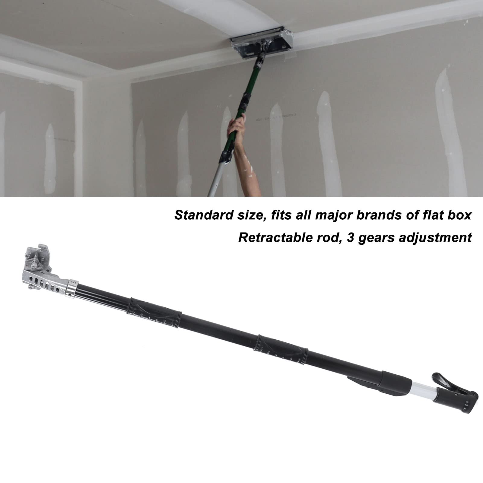 ProGrade Retractable Anodized Aluminum Drywall Flat Box Extension Handle - Premium Finishing Tool for Sheetrock, Gyprock, Wallboard & Plasterboard - Ideal for Professional Contractors & DIY Home Renovation Projects