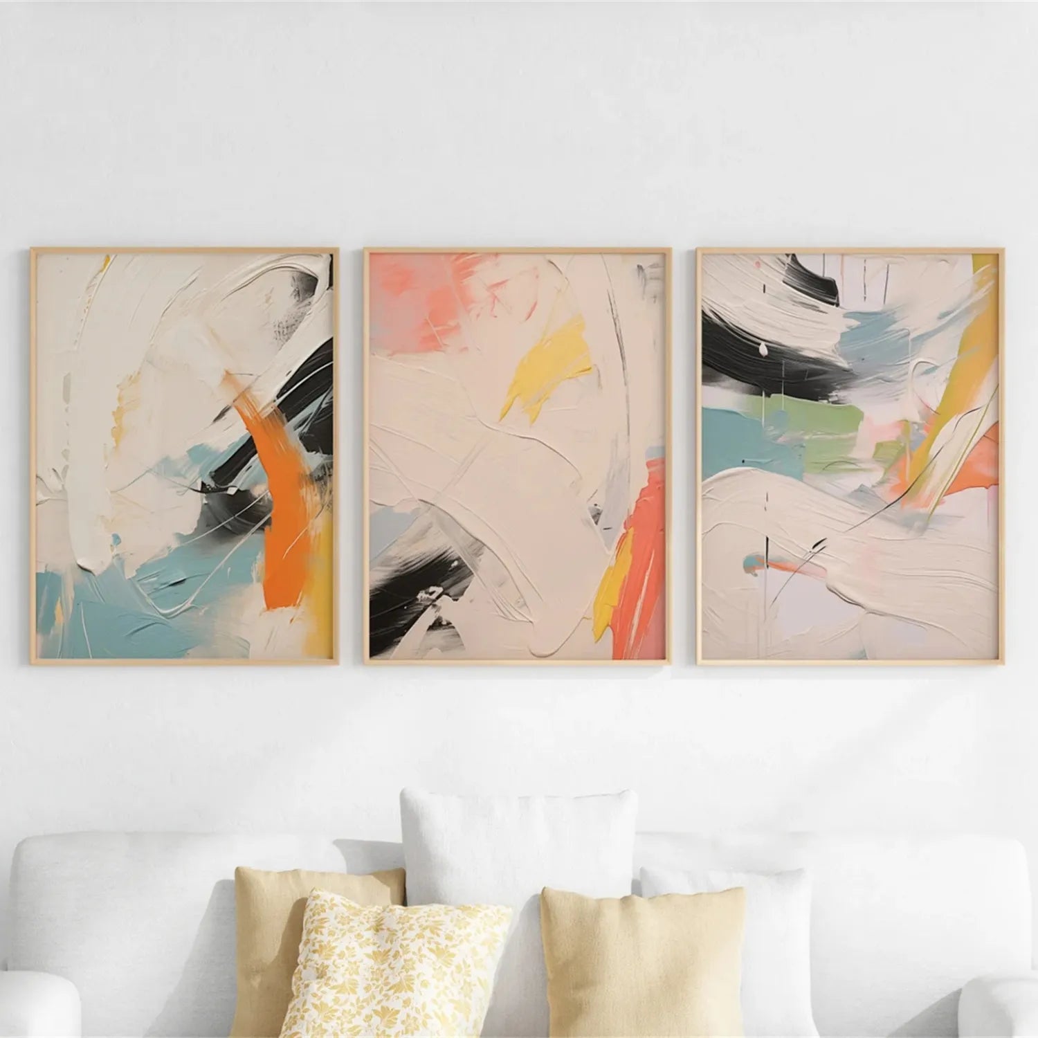 Abstract Painting Set of 3 - Modern Wall Art Canvas Prints #AB208 | Perfect for Living Room, Bedroom & Office Decor