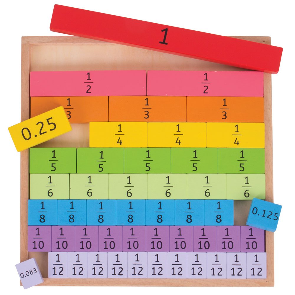 Bigjigs Toys Educational Fractions & Decimals Learning Tray - Math Teaching Aid for Kids, Homeschool & Classroom Activities (STEM Learning Toy for Elementary Students)