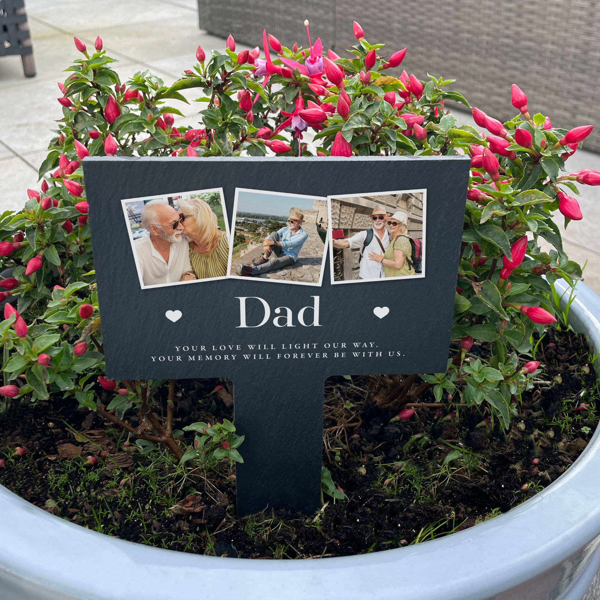 Custom Engraved Large Photo Memorial Slate Plant Marker - Personalized Garden Stone for Loved Ones - Perfect for Graves, Memorial Gardens & Special Tributes