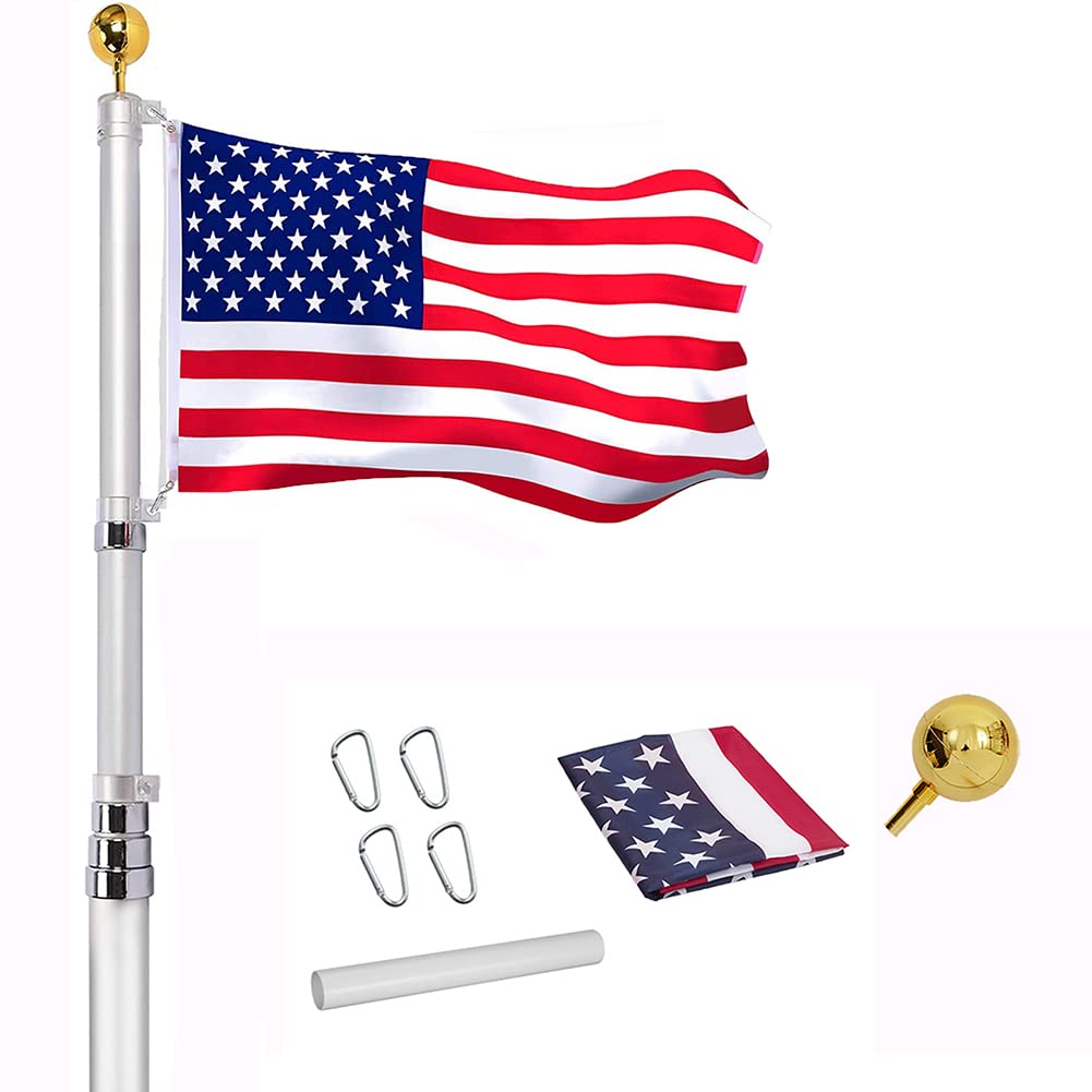 GARVEE 25FT Heavy Duty Commercial Flagpole Kit - Aluminum Telescoping In-Ground Flag Pole with Twist Lock System | Includes 3x5ft Nylon American Flag & PVC Sleeve | Perfect for Yard, Residential & Commercial Use | Ideal for Patriotic Displays, Business Branding & Outdoor Decor