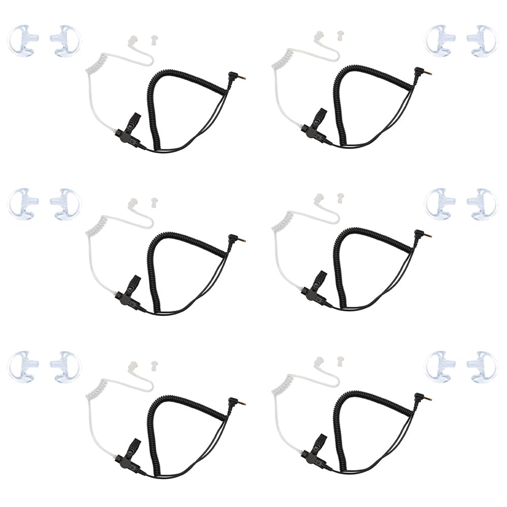 BVMAG 3.5mm Surveillance Earpiece - 6 Pack Acoustic Tube Headset for Walkie Talkie & Two-Way Radios - Clear Audio for Law Enforcement, Security Guards & Event Staff - Discreet Communication Solution