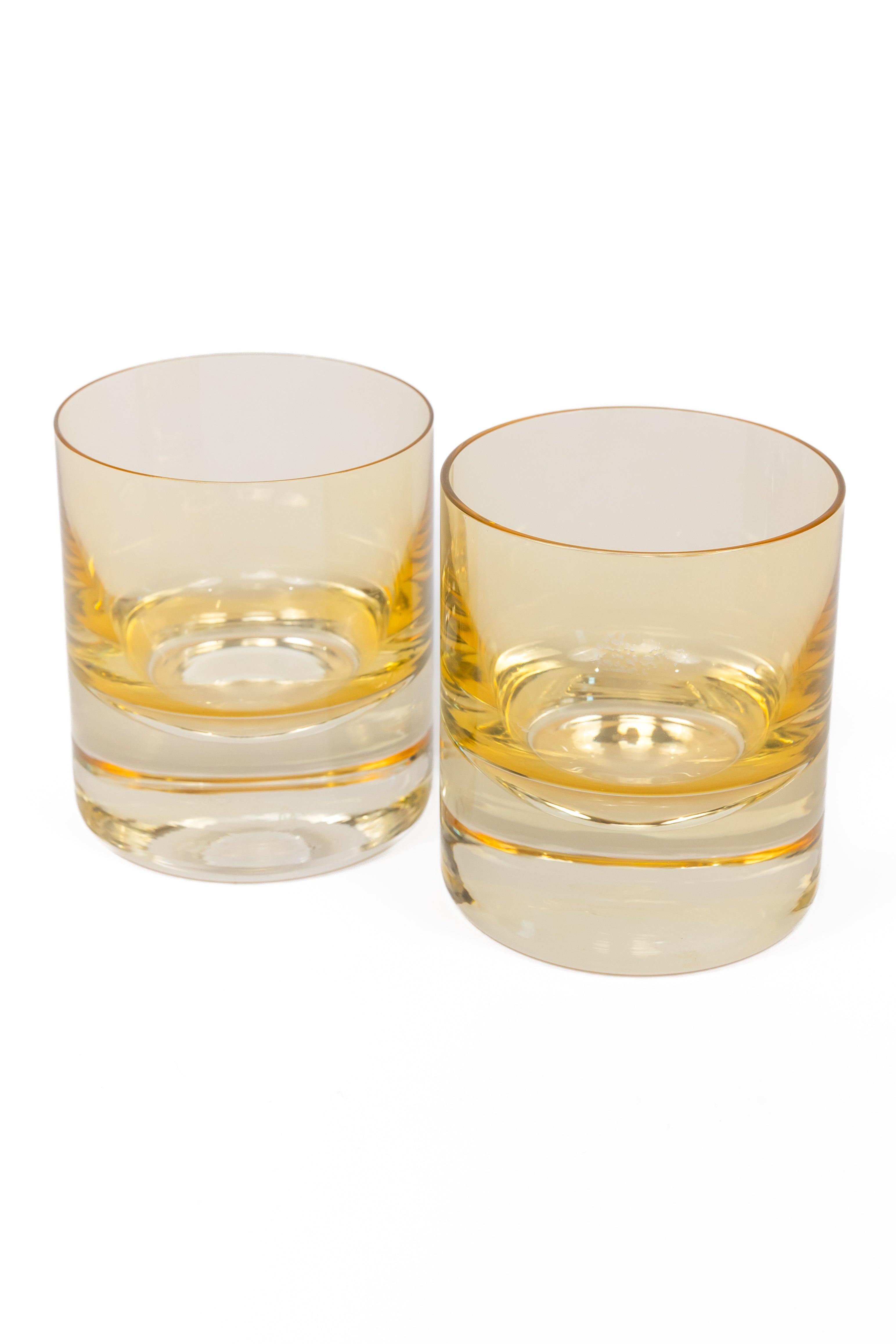 Estelle Colored Rock Glass Set of 2 - Yellow Drinking Glasses for Cocktails, Whiskey & Iced Tea - Perfect for Home Bar, Parties & Gifts
