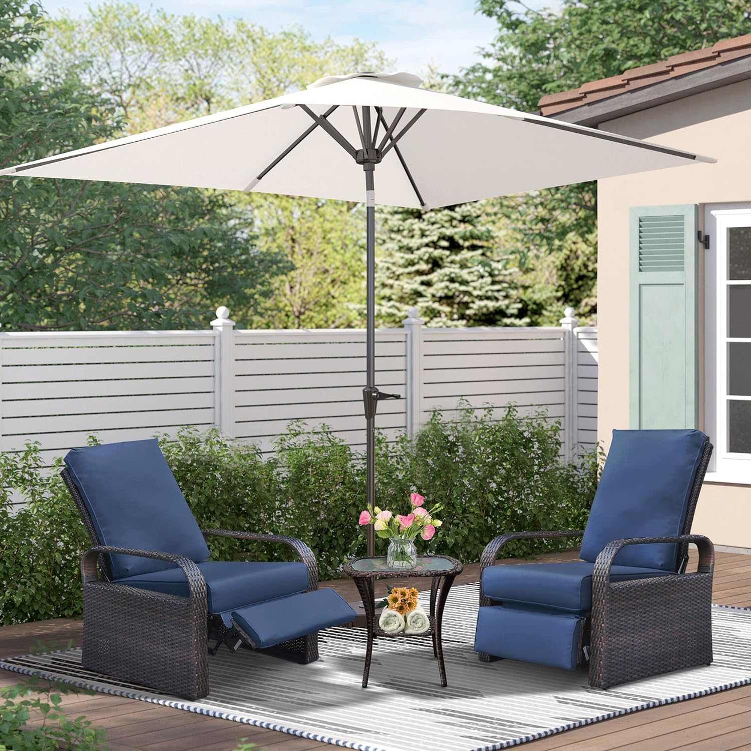 ATR ART TO REAL 20''x20''x20'' All-Weather Wicker Coffee Table with Tempered Glass Top - Indoor/Outdoor Square Storage End Table with Steel Frame - Perfect for Patio, Garden, Living Room & Balcony Decor