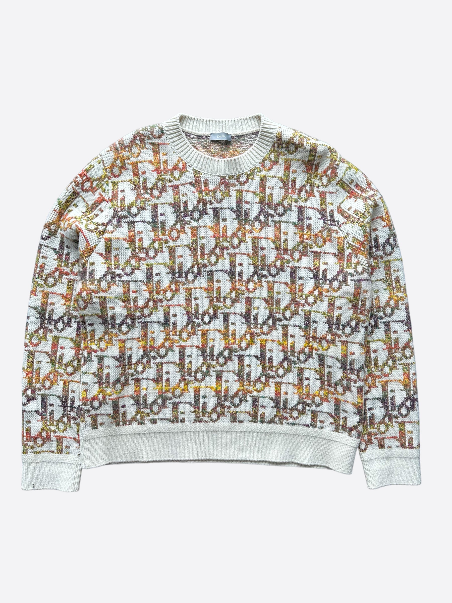 Dior Beige Oblique Wool Sweater for Women - Luxury Cashmere Knitwear, Elegant Crewneck Pullover for Fall & Winter Fashion, Office & Casual Outfits