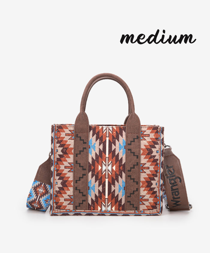 Wrangler Aztec Print Whipstitch Canvas Tote Bag Set - Stylish & Durable Handbag for Women, Perfect for Shopping, Beach & Everyday Use