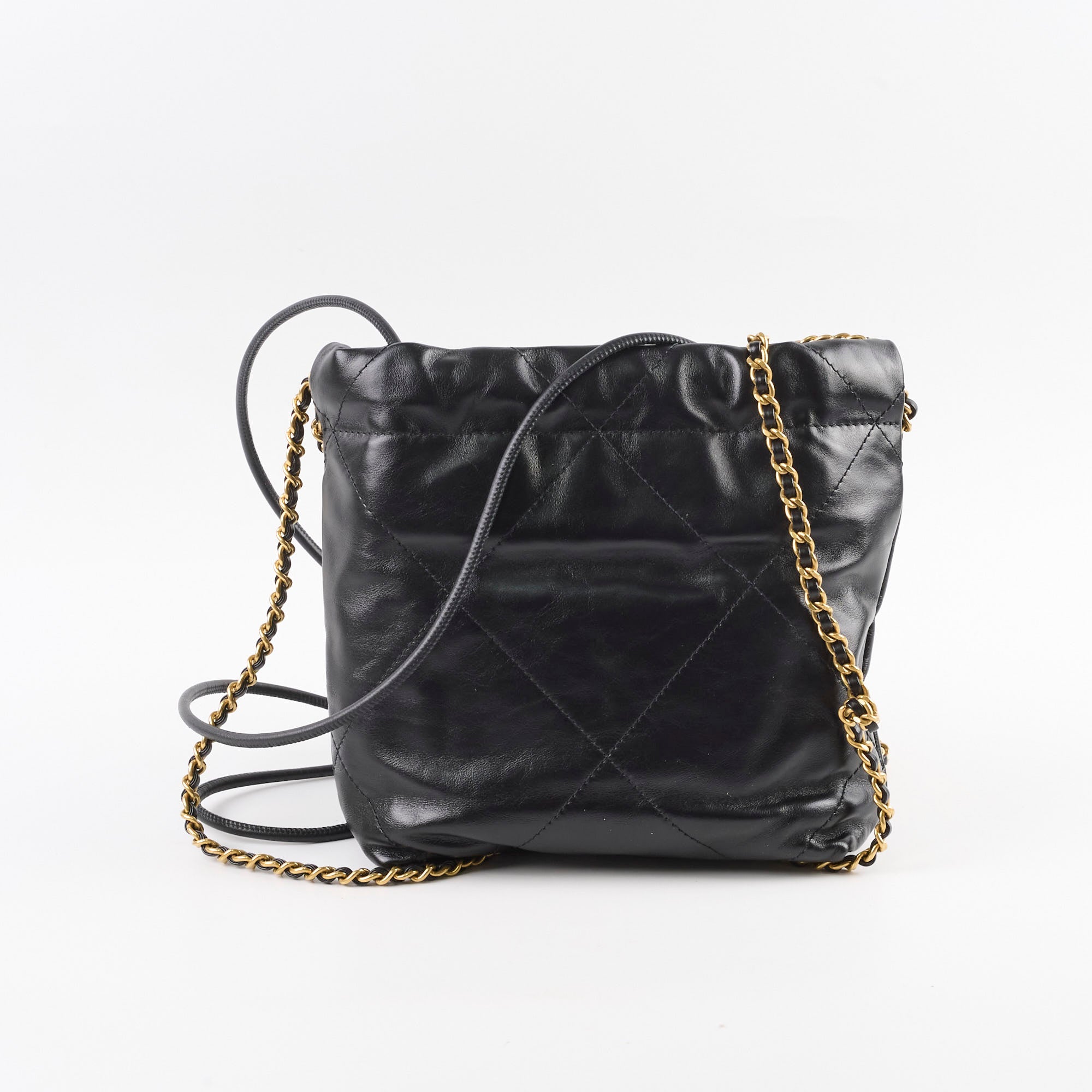 Chanel Mini 22 Black Leather Crossbody Bag with Microchip - Luxury Designer Handbag for Women, Perfect for Date Night & Evening Events