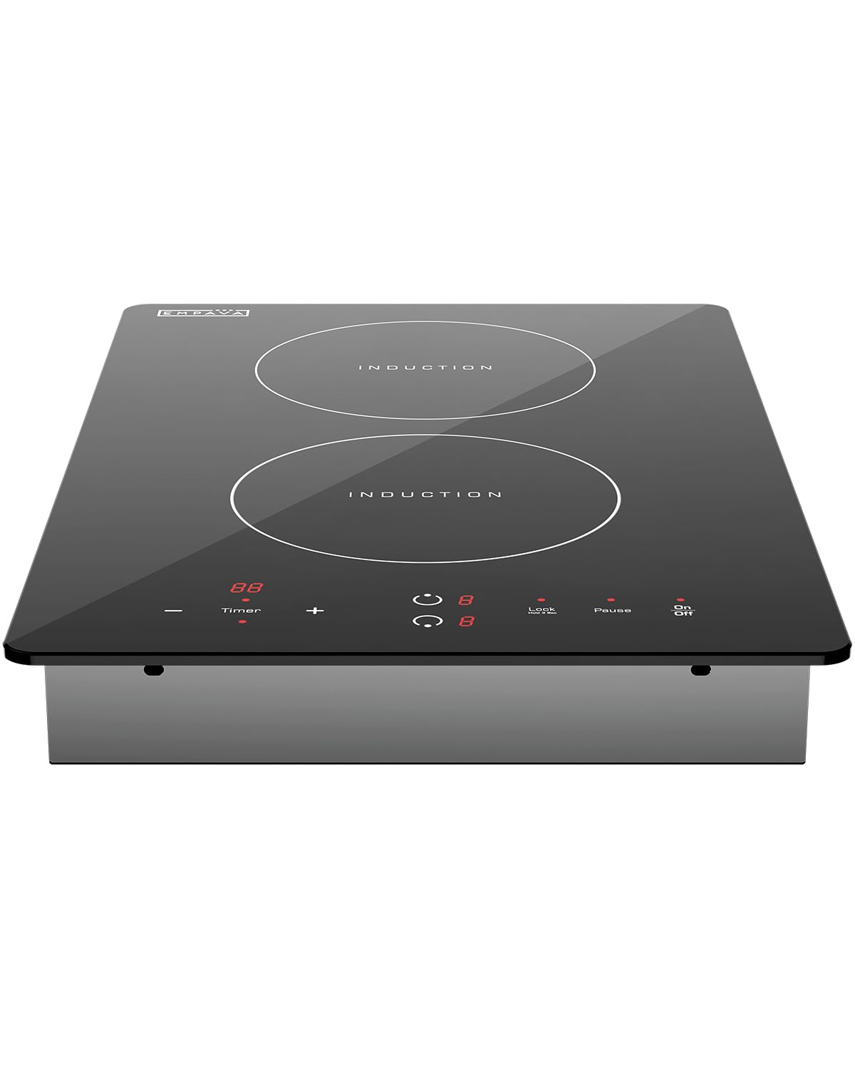 Empava 12 Inch Electric Induction Cooktop - 2 Burners, Smooth Glass Surface, 120V, Black - Perfect for Home Kitchen, RV, Dorm & Small Spaces
