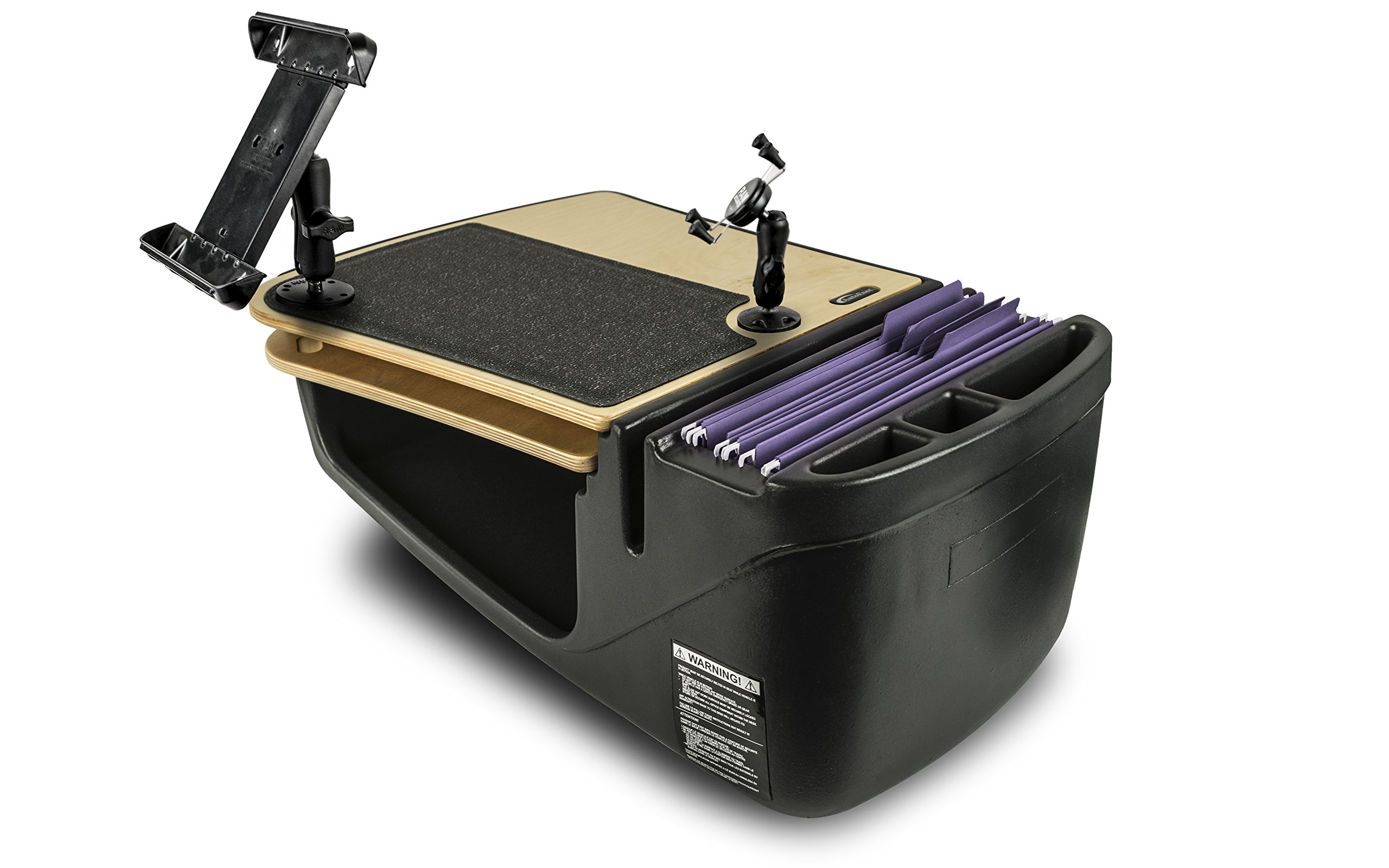 AutoExec AUE18002 GripMaster Car Desk - Adjustable Birch Wood Laptop Tray with Phone & Tablet Holder for Work, Study, and Road Trips