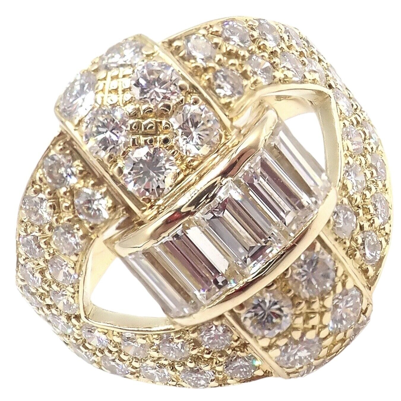 Authentic Piaget 18K Yellow Gold 3 Carat Diamond Cocktail Ring for Women | Luxury Vintage Jewelry | Perfect for Parties, Weddings & Special Occasions