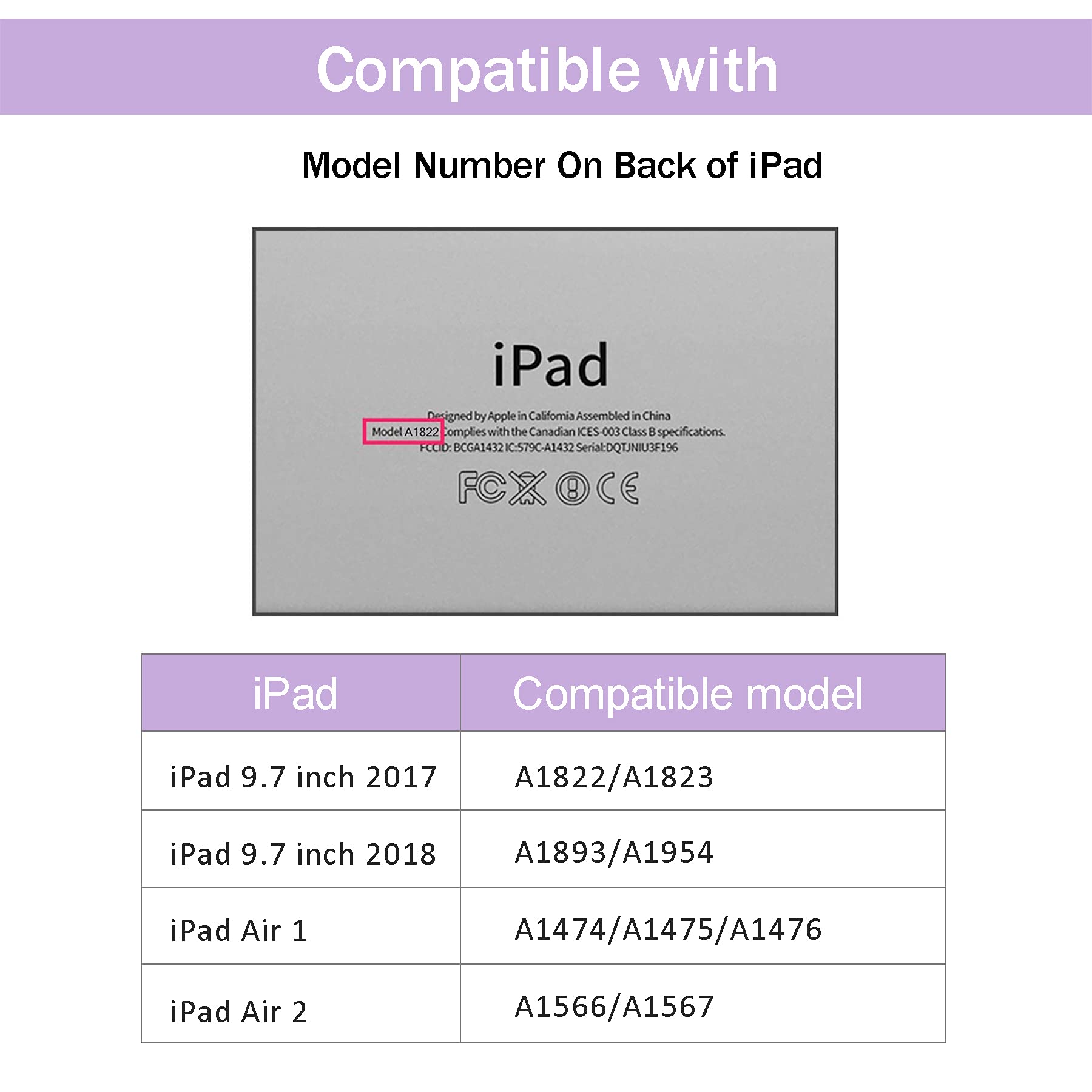 Gahwa iPad 9.7 inch Case for iPad 6th/5th Gen 2018/2017, iPad Air 2 & iPad Air - Clear Trifold Protective Cover with Pencil Holder, Auto Sleep/Wake Feature | Perfect for Work, Study & Travel
