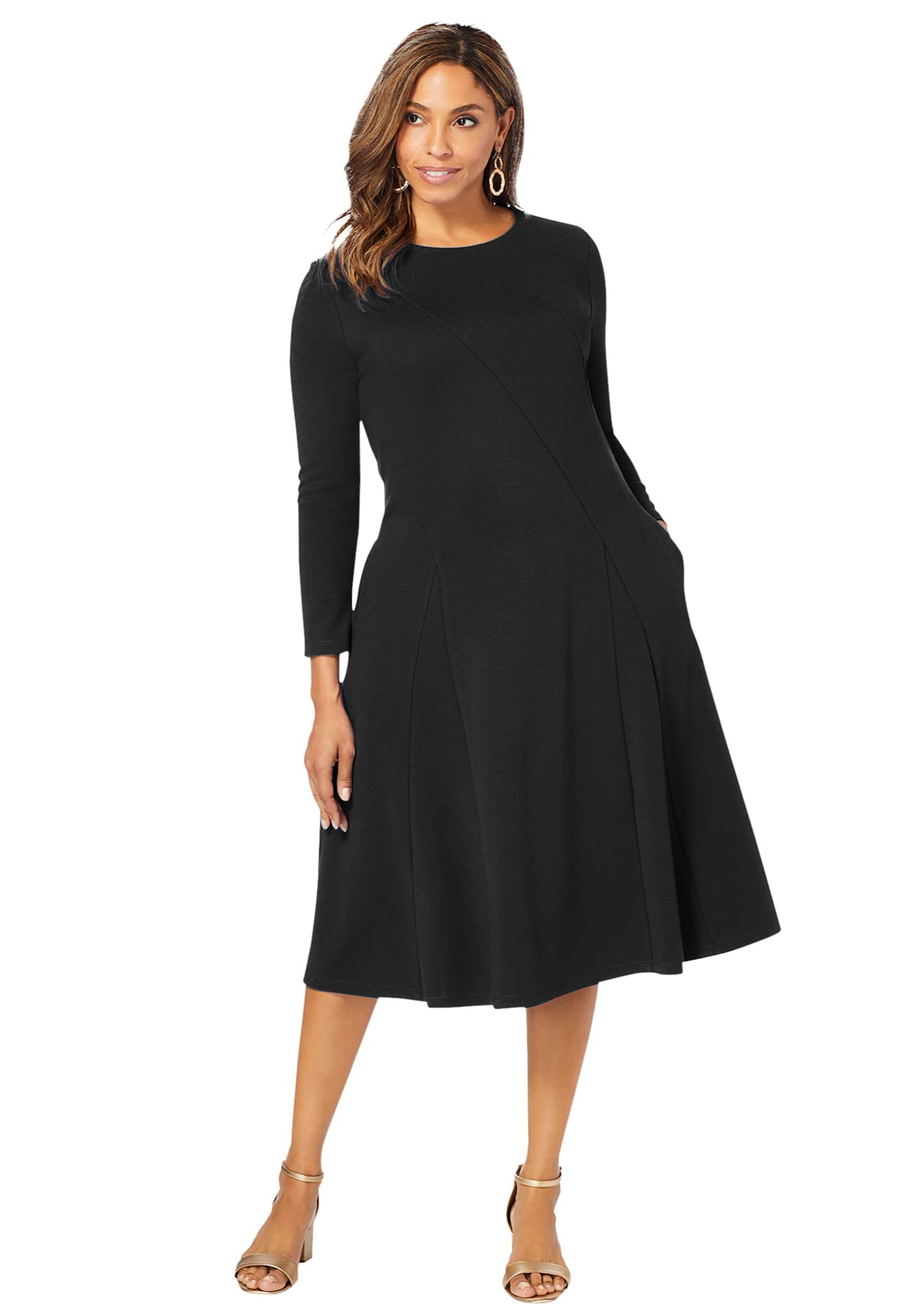 Jessica London Plus Size Long Sleeve Ponte Dress for Work & Events