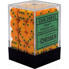 Chessex D6 36-Pack Lotus Speckled 12mm Pipped Dice Set - Perfect for Tabletop RPGs, Board Games & Collectors