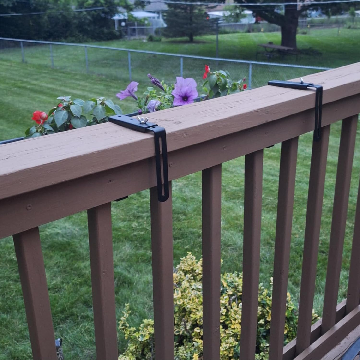Adjustable Window Box Brackets - Heavy Duty Planter Box Hangers for Railings, Balconies, Fences & Gardens - 4 Pack Flower Box Supports (Ideal for Outdoor Decor & Small Space Gardening)