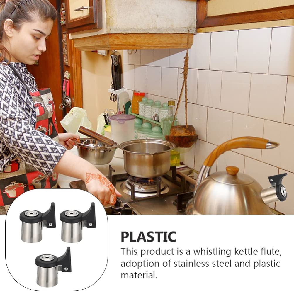 3-Piece Stainless Steel Kettle Whistle Replacement Nozzles - Loud Whistling Spout Pipe for Tea Kettles, Water Boiling Accessories - Perfect for Stovetop Tea Brewing & Kitchen Use