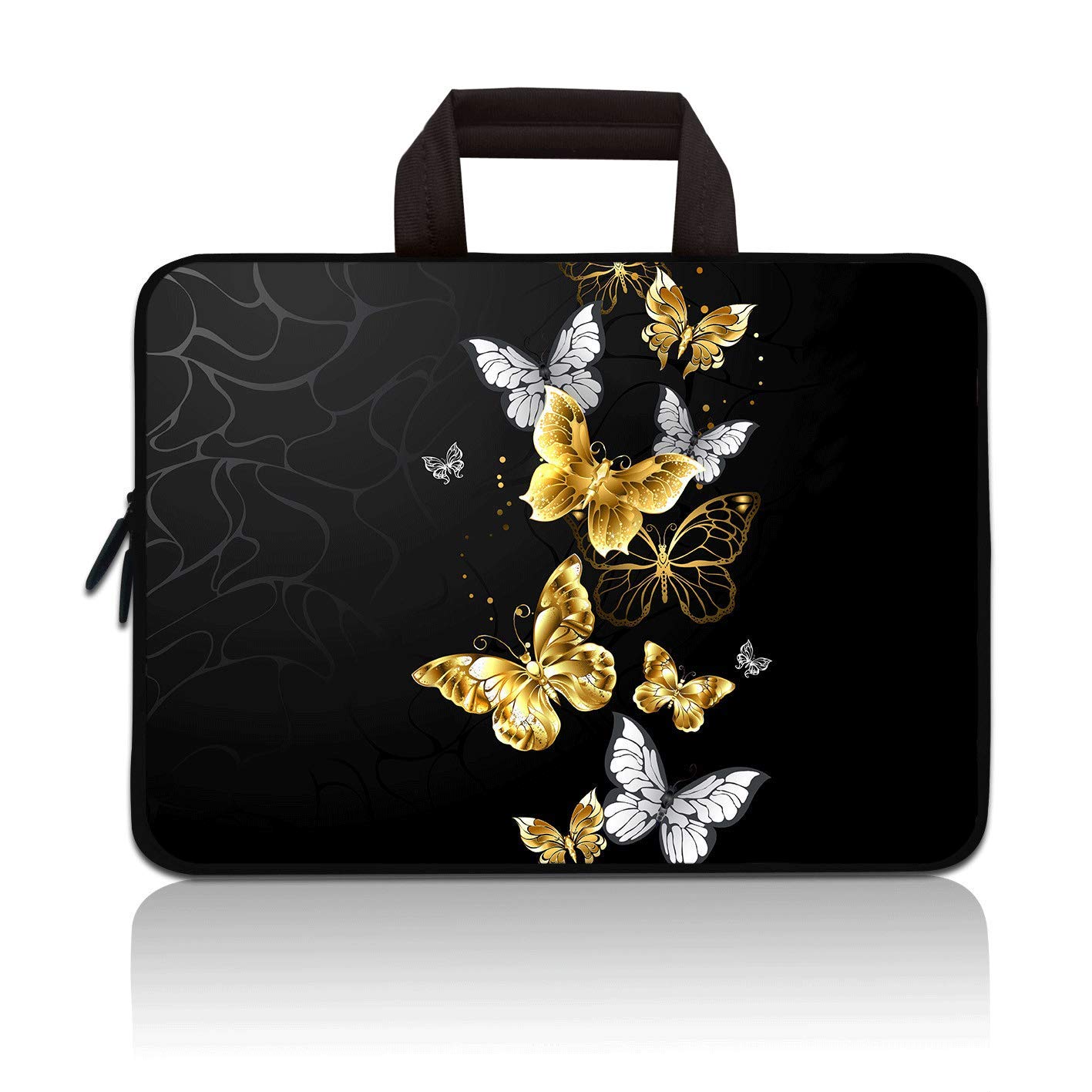 14-15.6 Inch Laptop Sleeve Case - Neoprene Protective Cover with Handle for Dell, Lenovo, HP, ASUS, Acer, Toshiba & Chromebook - Lightweight Travel Pouch for School, Office & Business Trips (Butterfly Design)