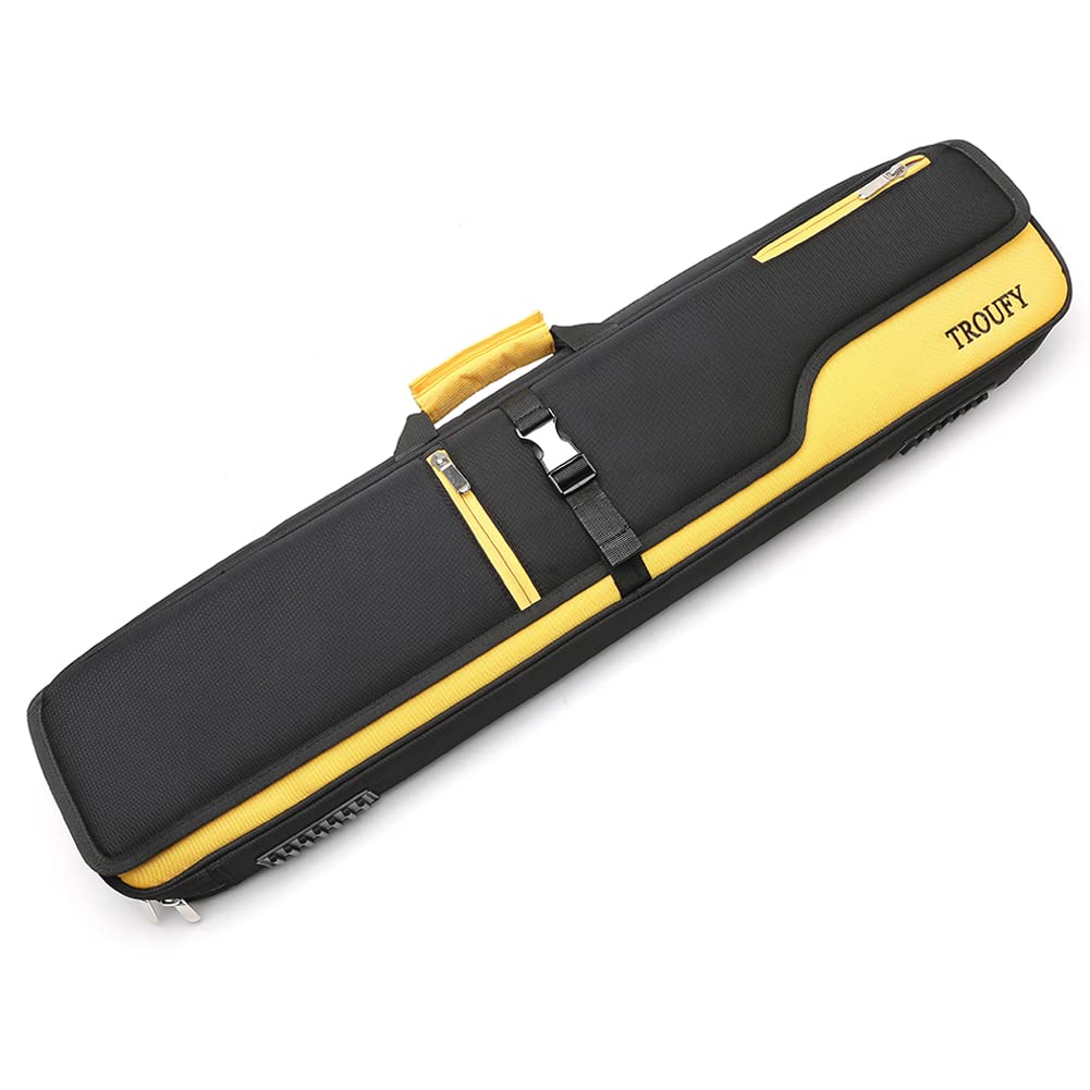 TROUFY 4x4 Pool Cue Case - Durable Yellow Backpack for Carrying 4 Pool Cue Sticks - Protective Billiard Equipment Storage - Perfect for Pool Players & Tournament Travel
