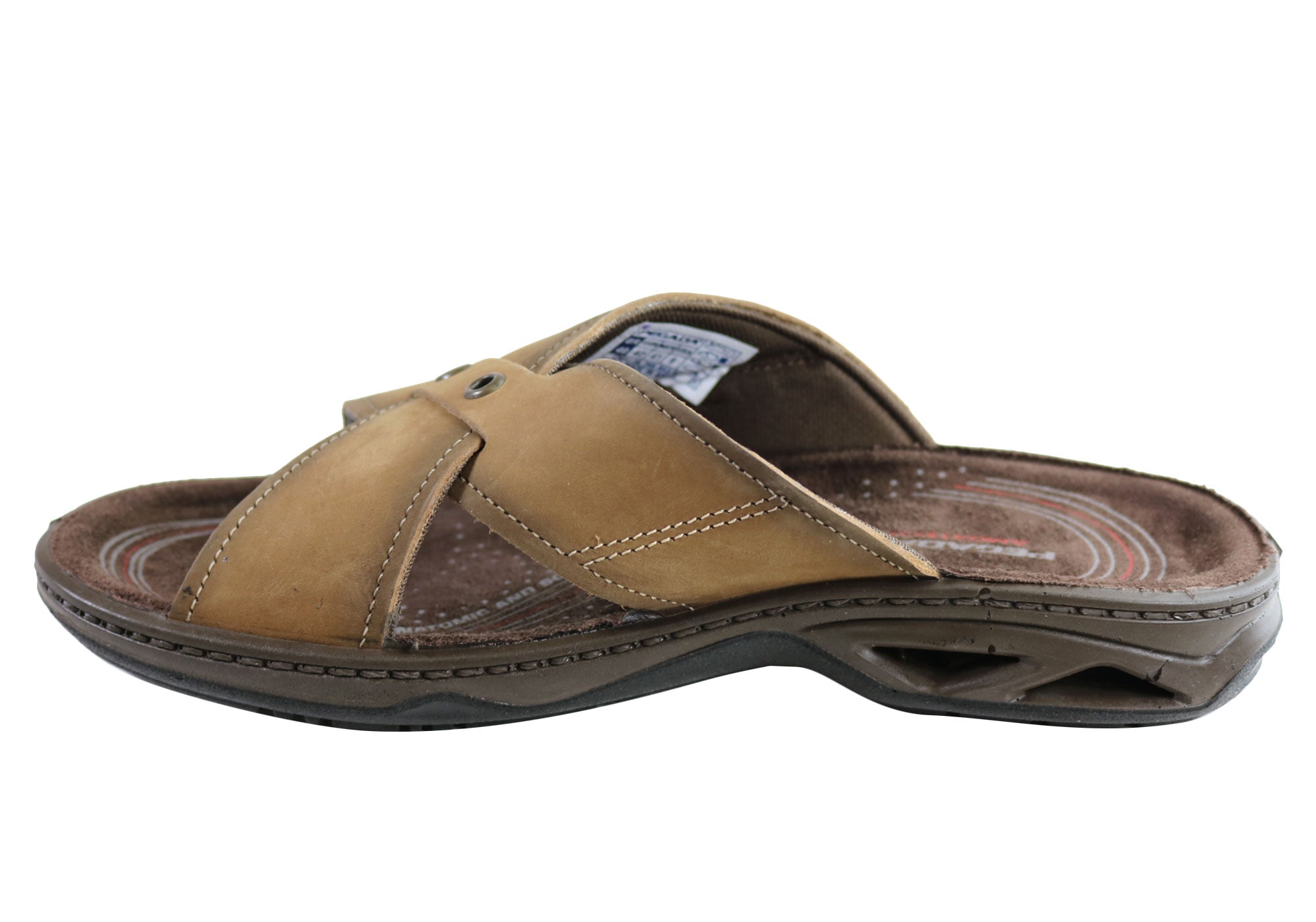 Jefferson Men's Leather Slide Sandals - Comfortable Brazilian-Made Casual Sandals for Beach, Pool & Summer Wear