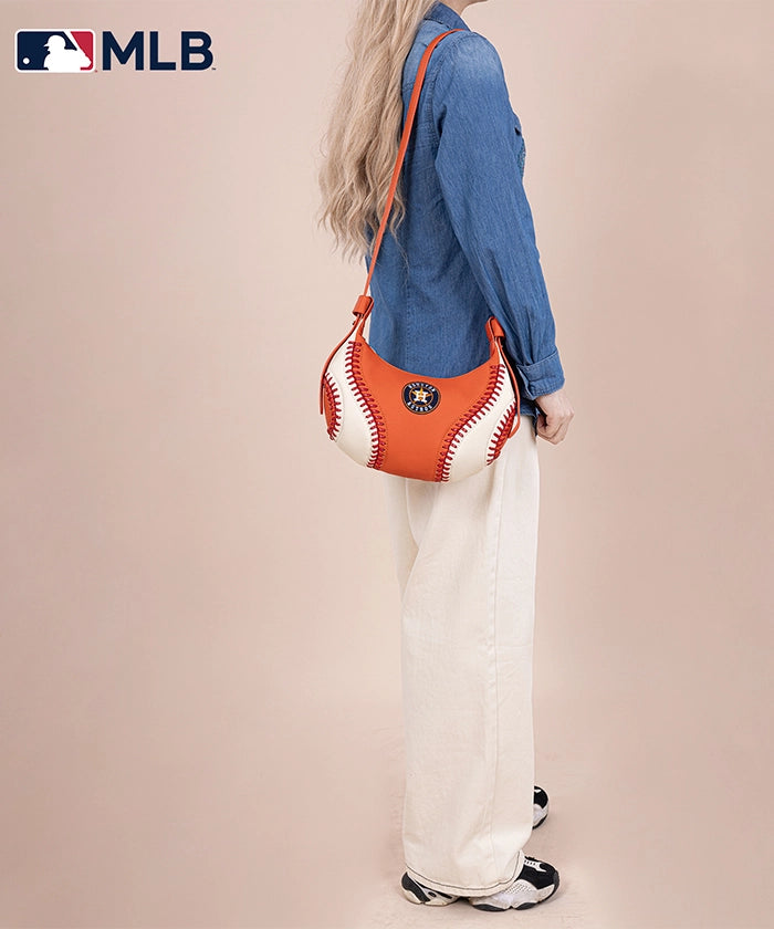 MLB Houston Astros Team Hobo Bag - Official Licensed Baseball Shoulder Bag for Women & Men - Perfect for Game Day, Travel & Casual Outings