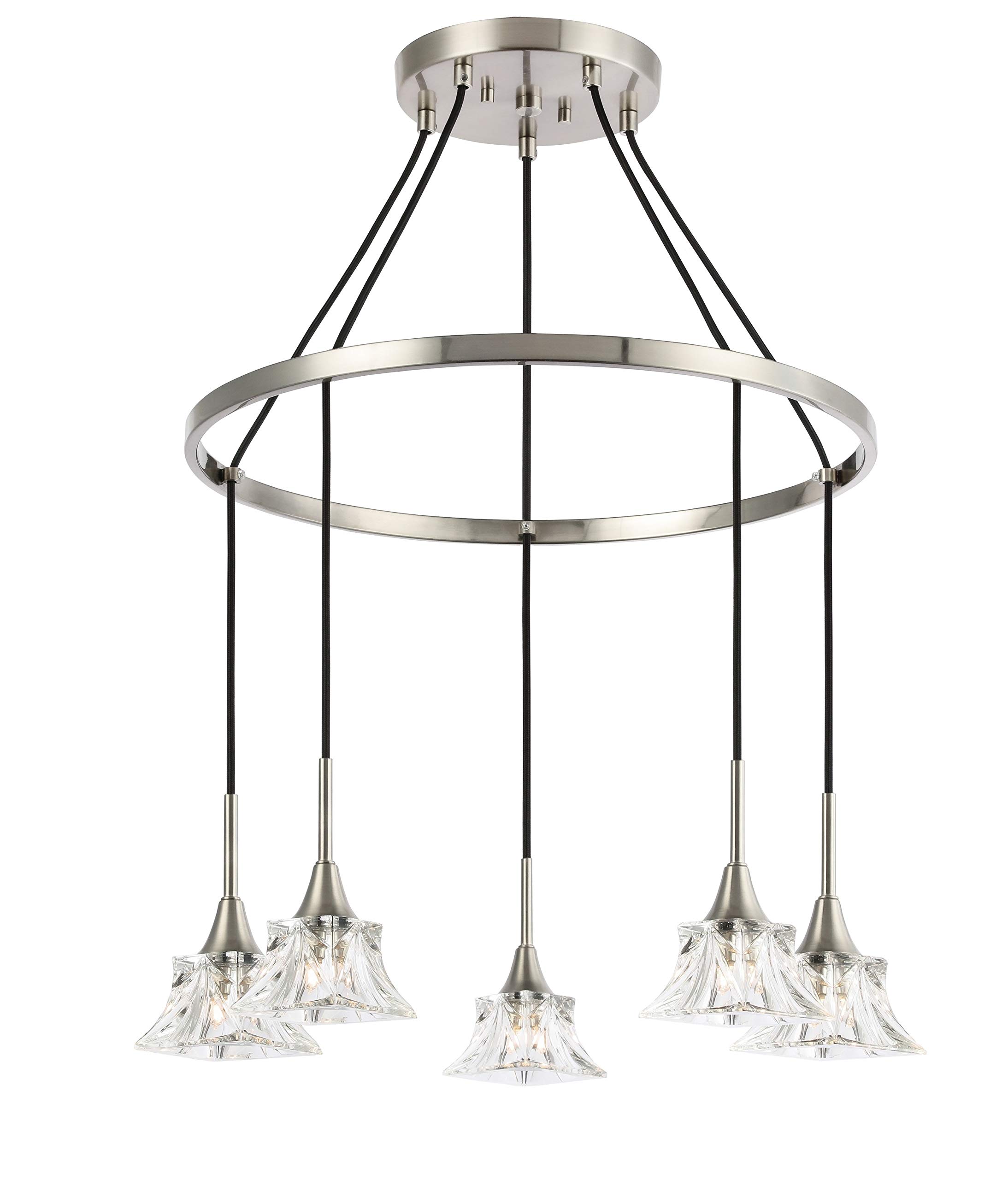 20426STN-C80480 Modern Nickel Pendant Chandelier - Elegant Ceiling Light Fixture for Dining Room, Kitchen Island & Bedroom Lighting
