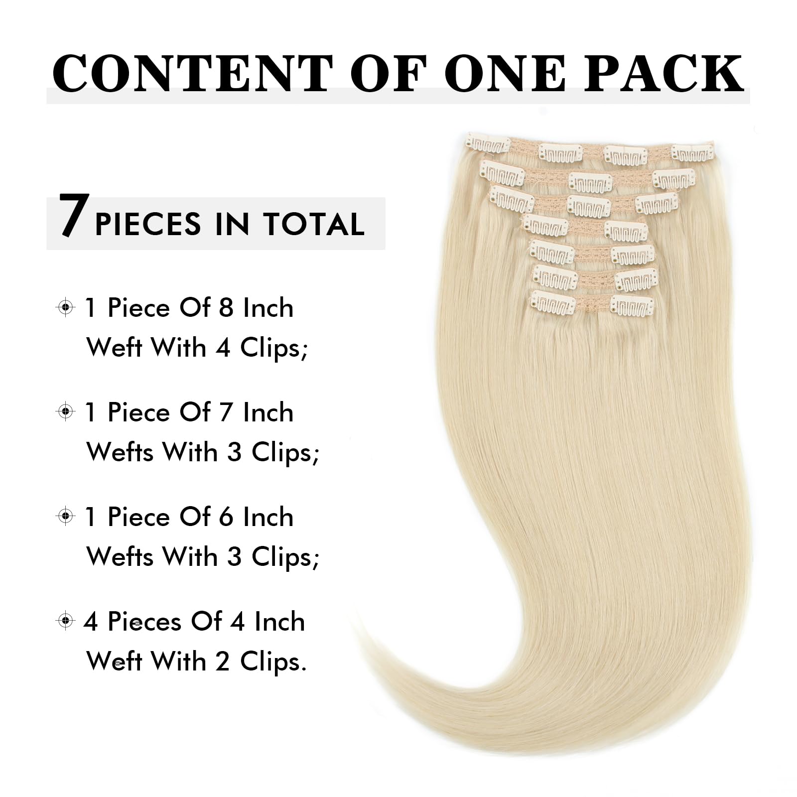 Sixstarhair 20 Inch Ash Blonde Clip In Hair Extensions - 9A Grade Remy Virgin Human Hair (140g, 7 Piece Set) for Volume & Length | Perfect for Parties, Weddings & Daily Styling [Color 60 Ash Blonde]