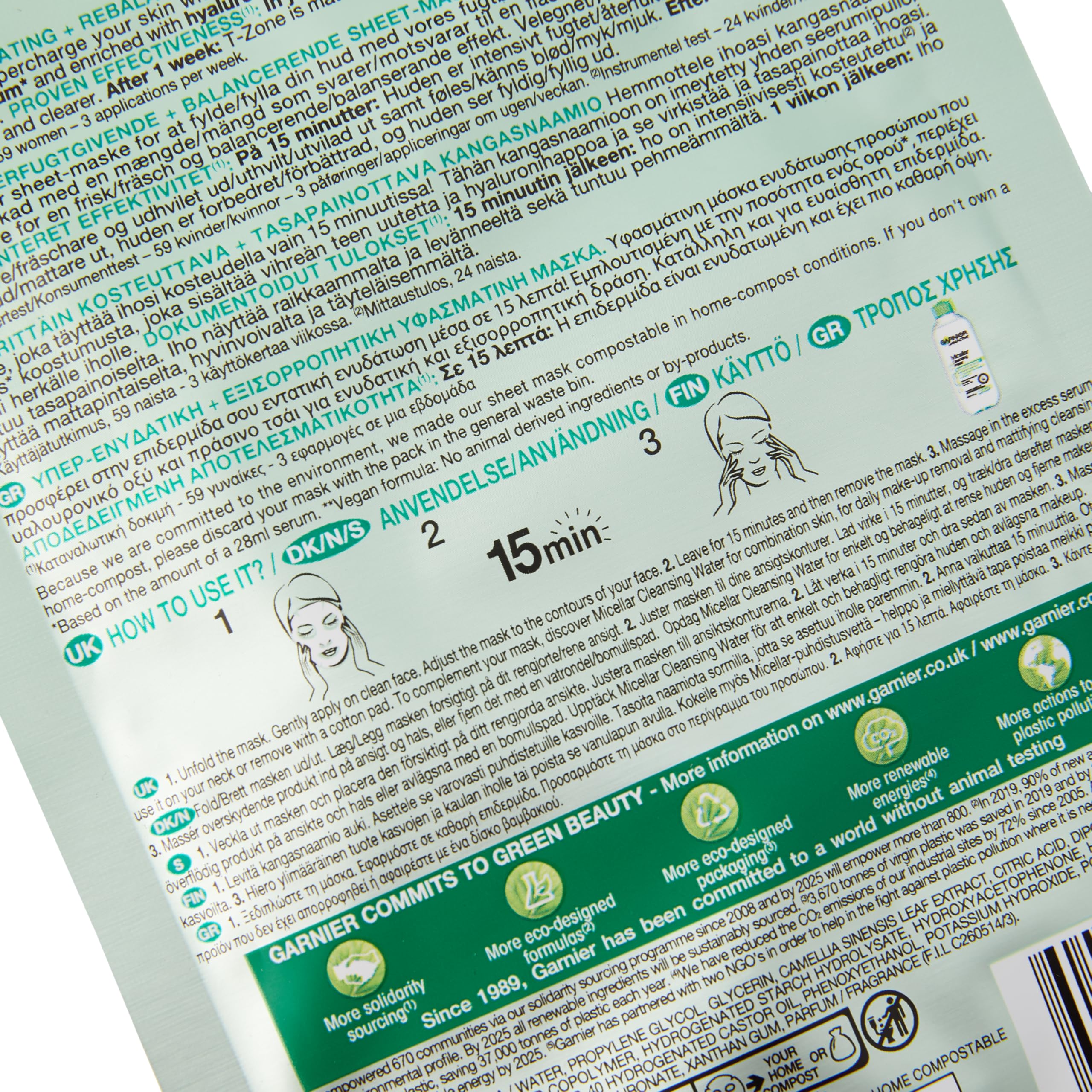 Garnier Moisture Bomb Green Tea Hydrating Face Sheet Mask - Pack of 1 | Hydrating & Soothing Facial Mask for Dry Skin | Perfect for Skincare Routine & Self-Care Days