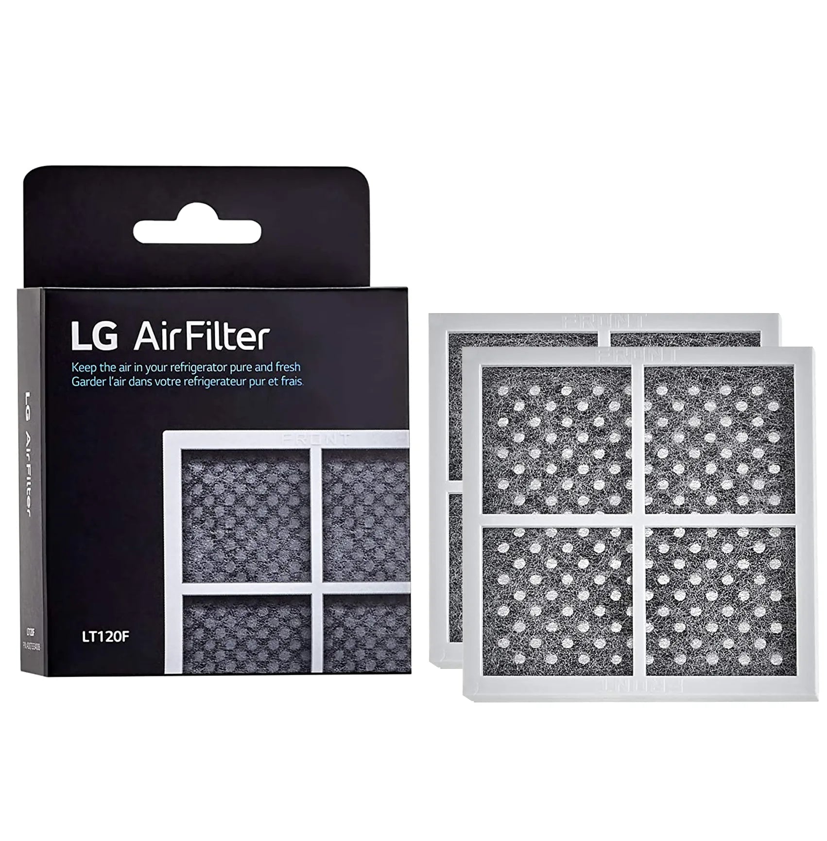 2-Pack LG LT120F Refrigerator Water Air Filter Replacement - Compatible with LG Refrigerators, Purifies Water & Air for Fresh Food Storage