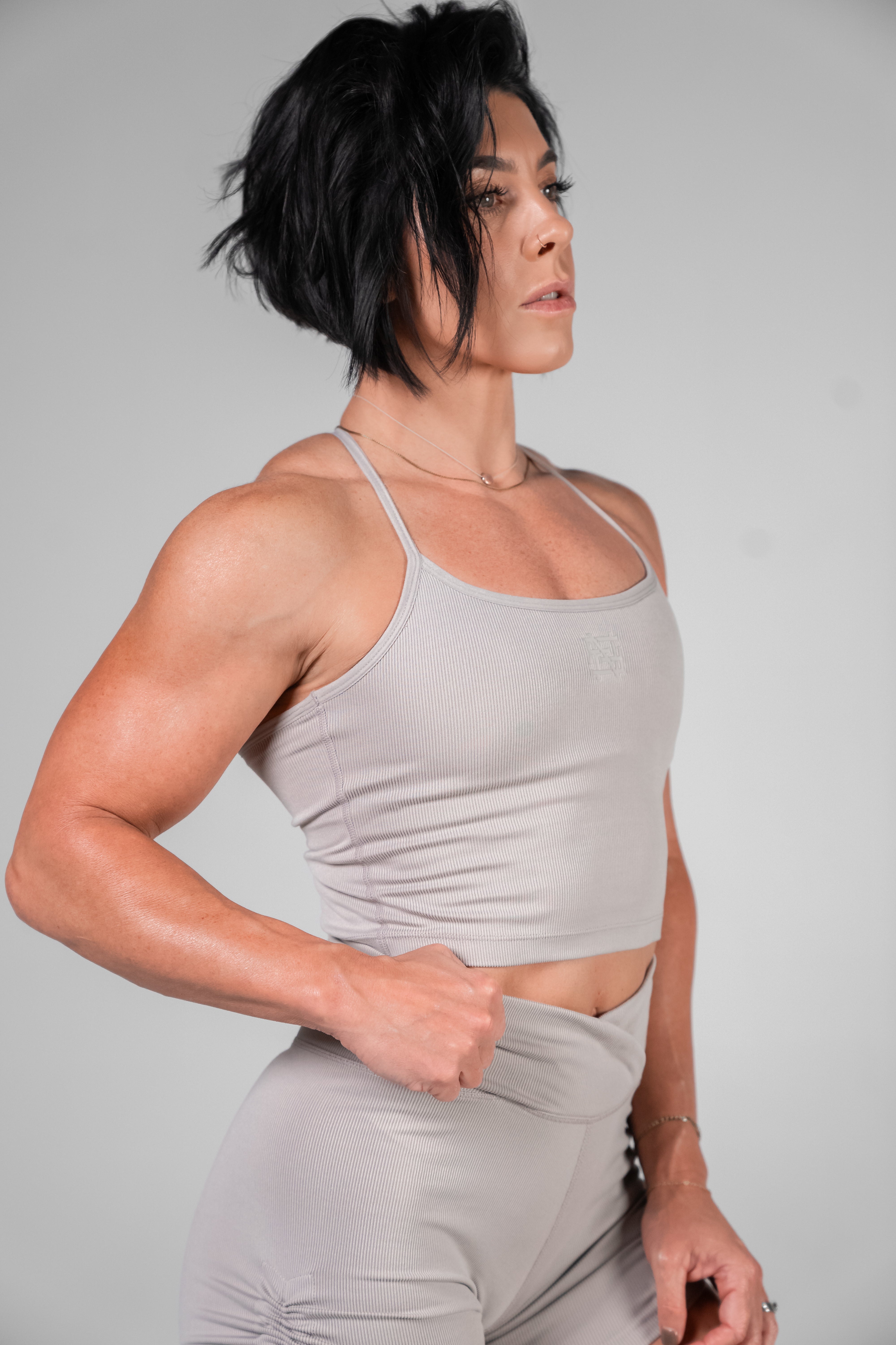 Women's Ribbed Tank Top - Soft Stretch Grey Sleeveless Shirt for Casual Wear, Gym, and Layering
