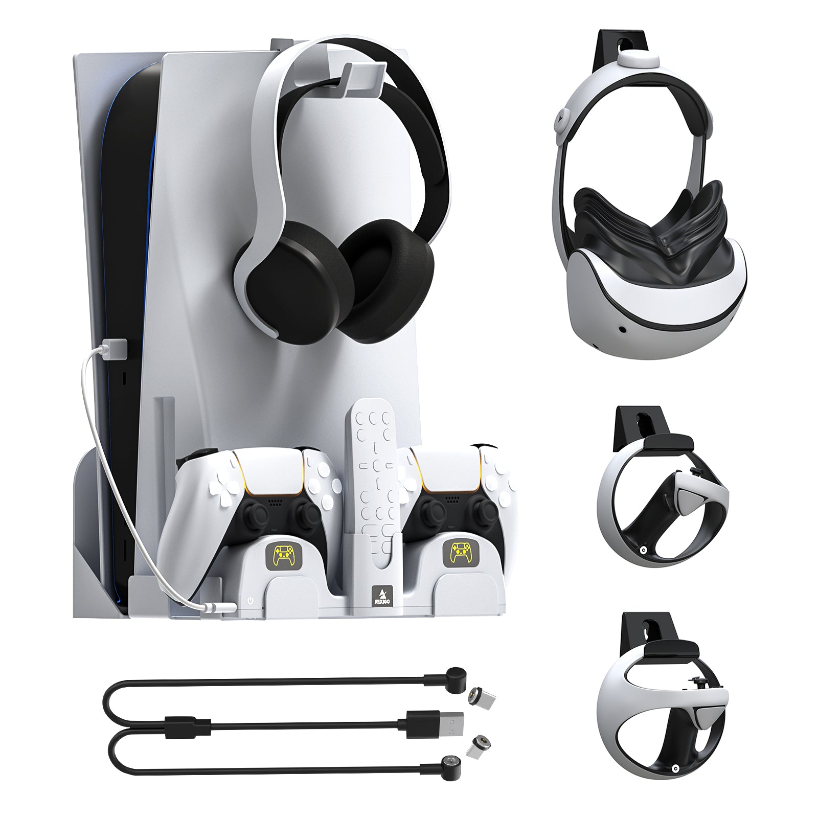 NexiGo PS5 Wall Mount Kit - Secure and Space-Saving Vertical or Horizontal Mounting Bracket for PlayStation 5 Console - Perfect for Gaming Rooms, Living Rooms, and Small Spaces