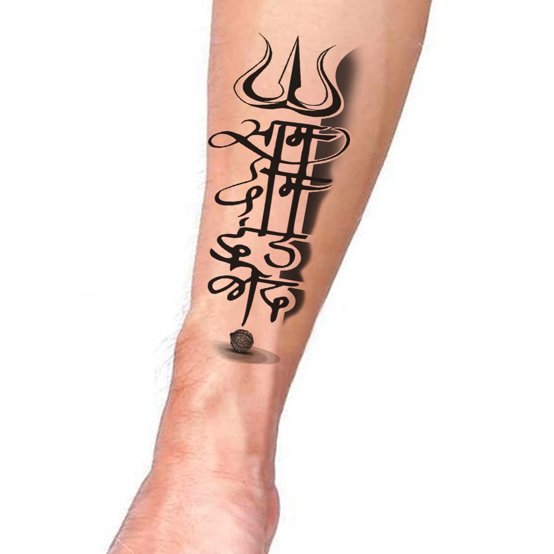 Shiv Trishul with Saam Daam Dand Bhed Temporary Tattoo - Waterproof Body Art for Men & Women - Perfect for Festivals, Spiritual Events & Cosplay