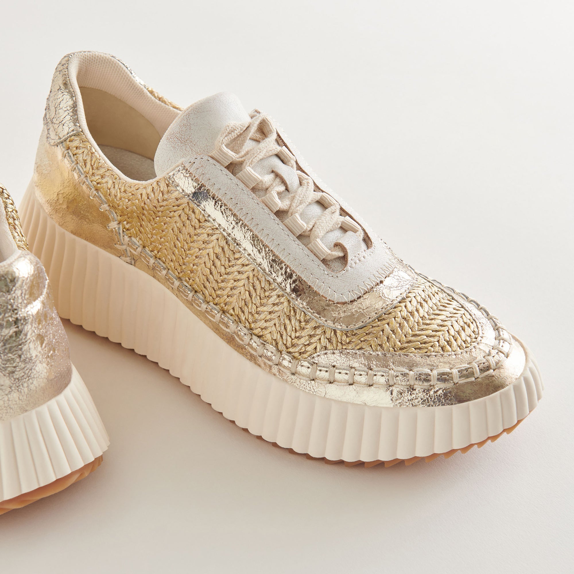 DOLEN Gold Knit Sneakers for Women - Comfortable & Stylish Walking Shoes for Casual Wear, Running, and Gym Workouts