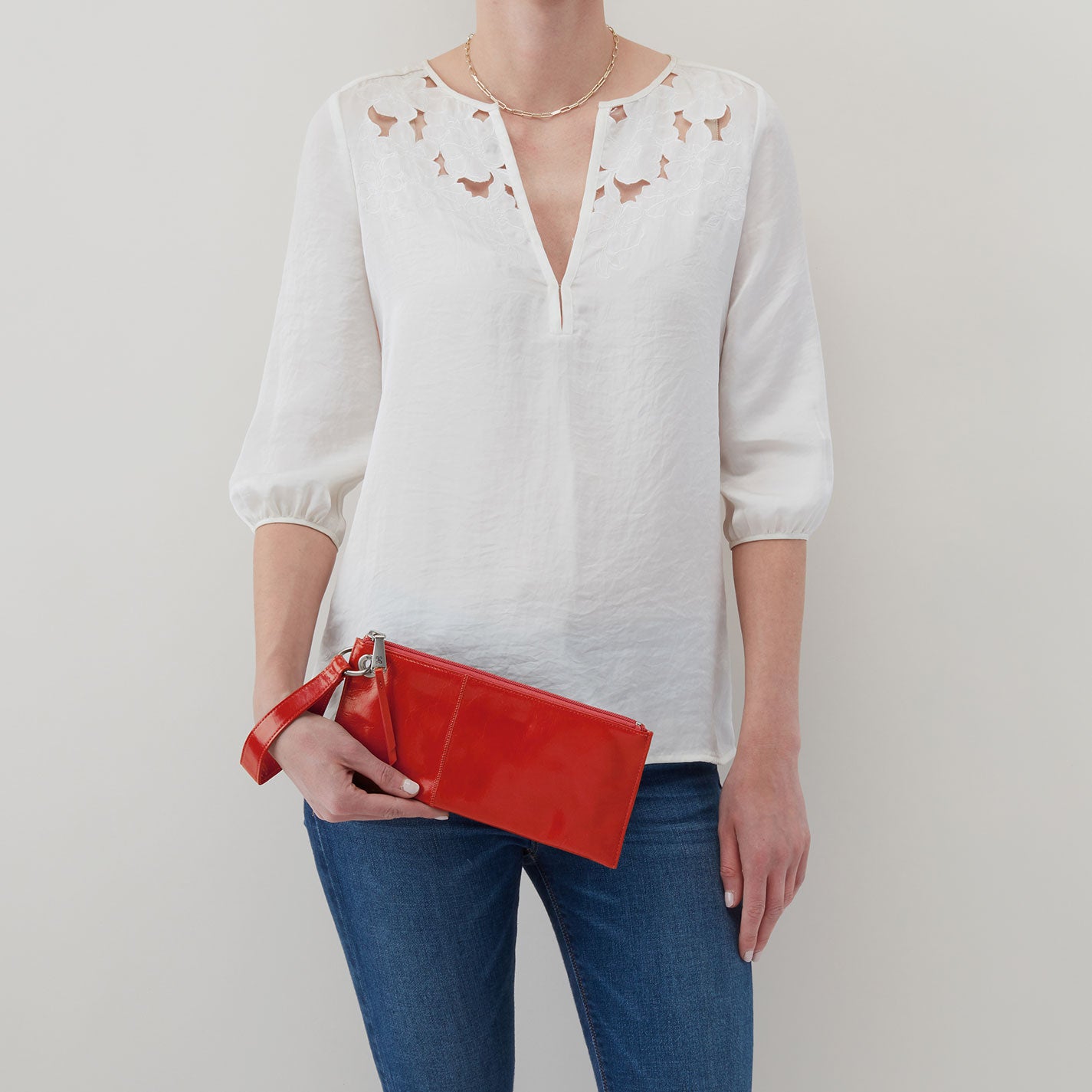 Premium Vida Wristlet in Polished Leather - Grenadine Red Crossbody Wallet for Women | Perfect for Everyday Use, Shopping & Travel