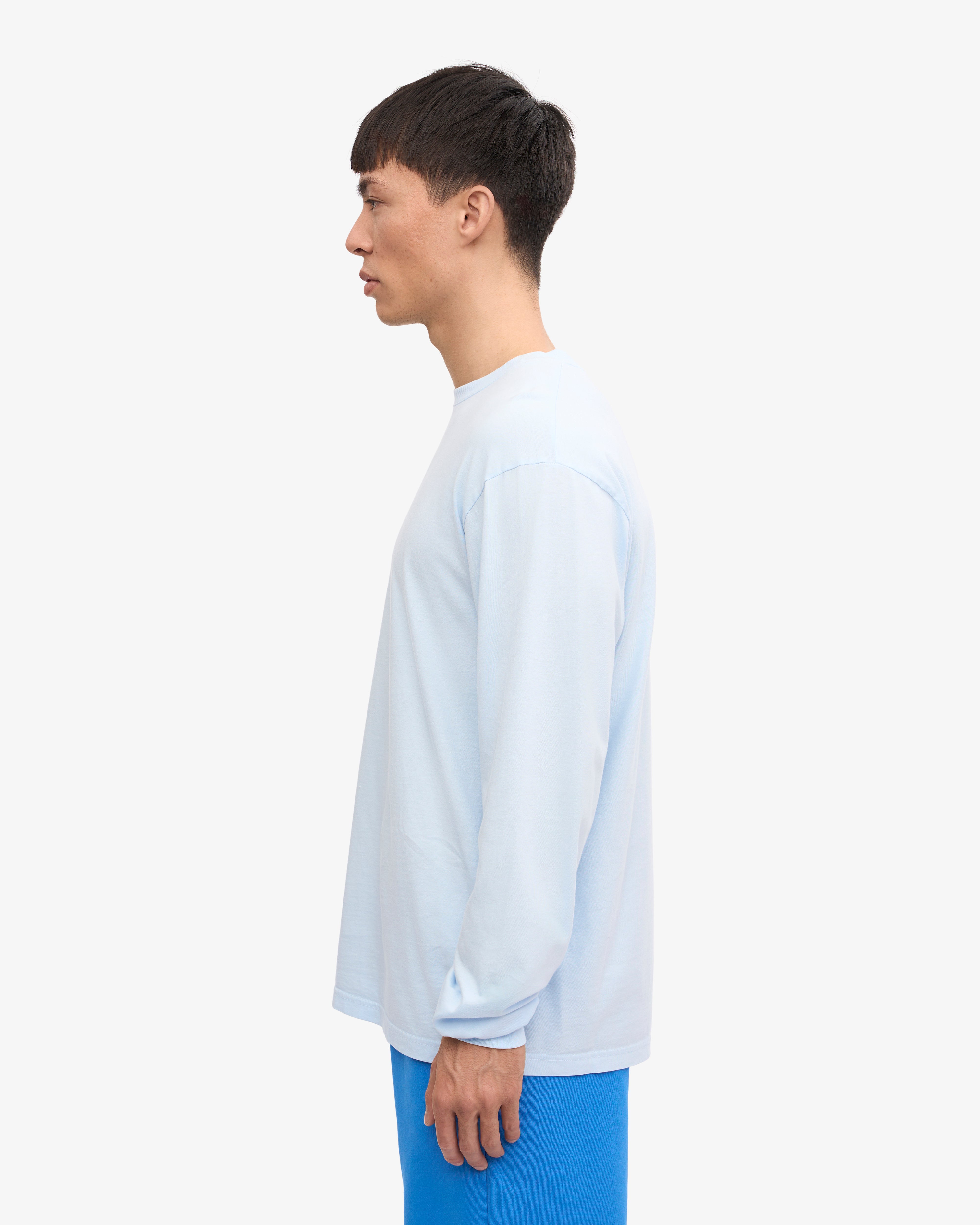 Oversized Organic Long Sleeve T-Shirt for Women - Polar Blue - Eco-Friendly Cotton Casual Wear for Everyday Comfort & Street Style