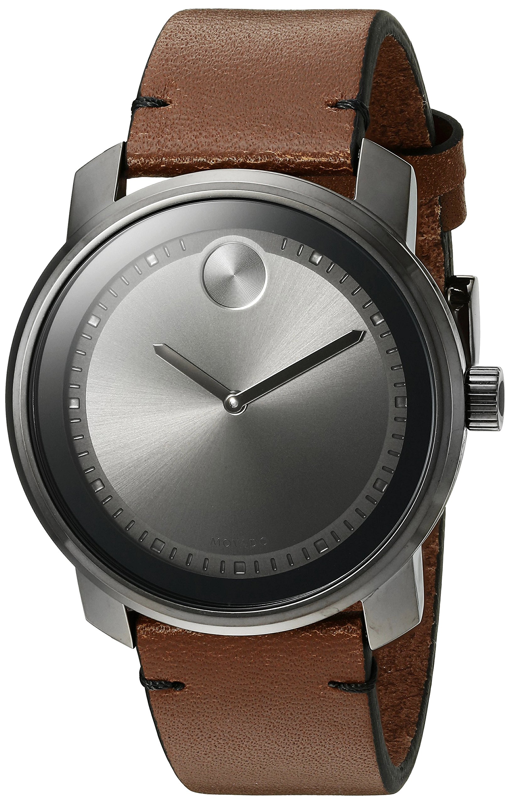 Movado Men's Swiss Quartz Stainless Steel & Brown Leather Casual Watch - Model 3600366 - Perfect for Business, Office & Everyday Wear